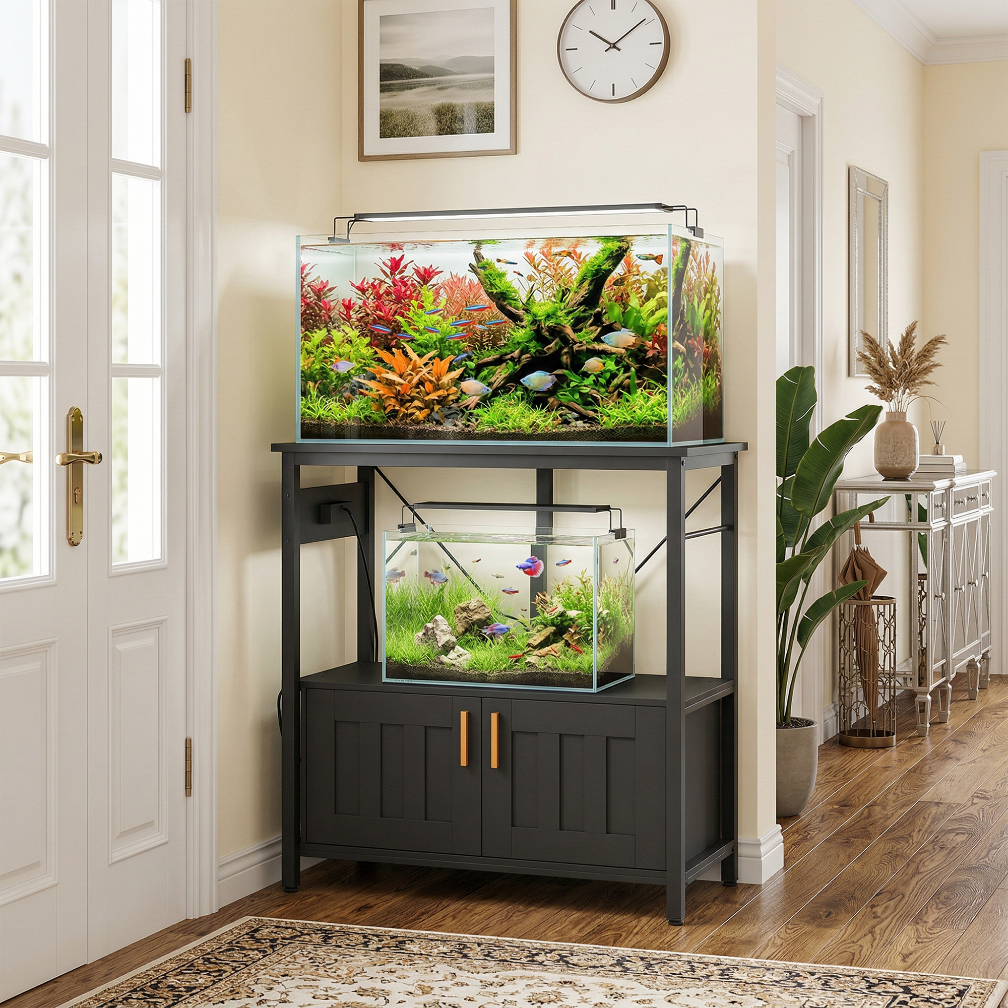 20-29 Gallon Fish Tank Stand Aquarium Stand 330 LBS Capacity for Home, Office, 30.7" x 15.7" x 31.9", Black
