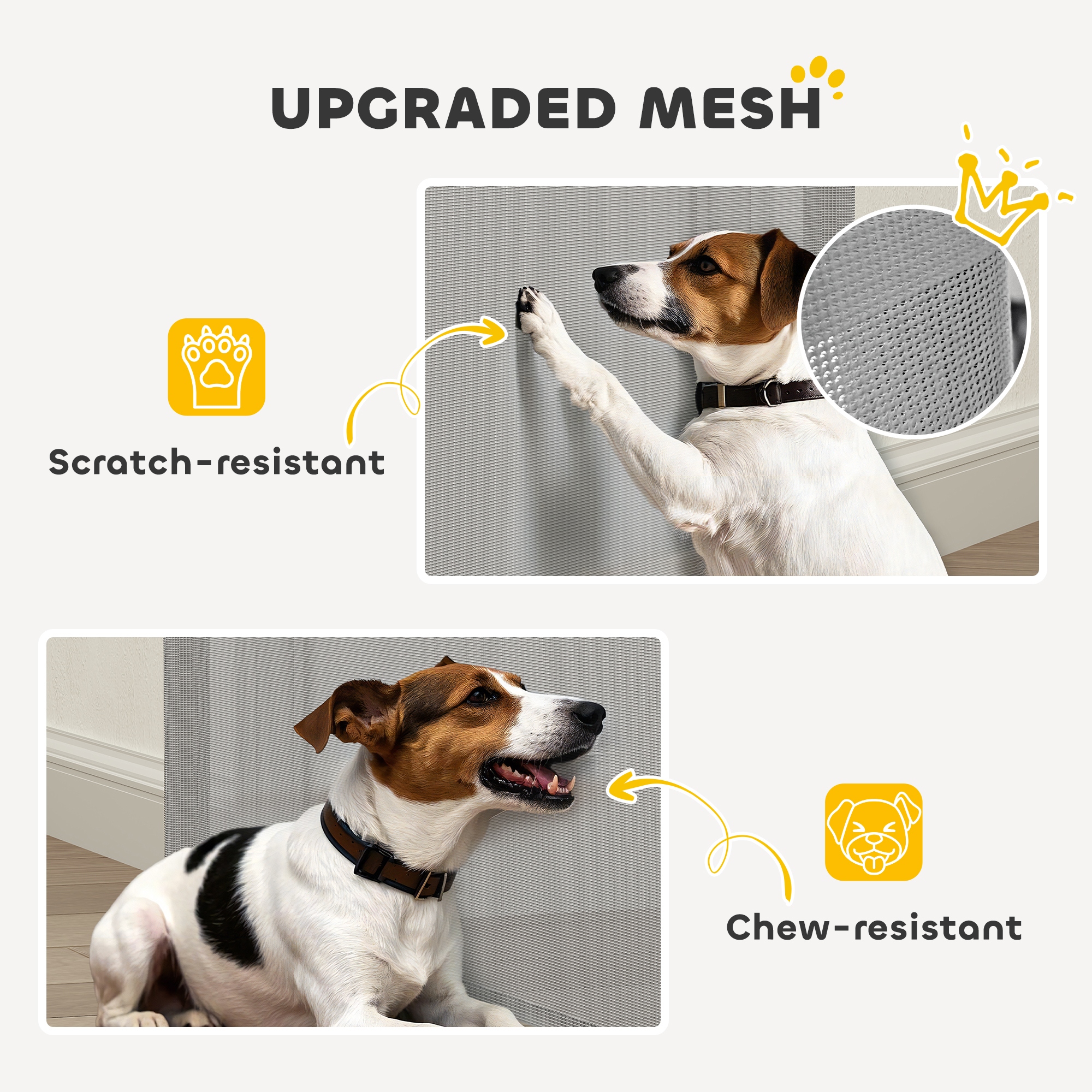 Retractable Dog Gate, 36.6" Tall, Extends to 55" Wide, Mesh Pet Gate with Single Hand Operation, for Stairs, Doorways