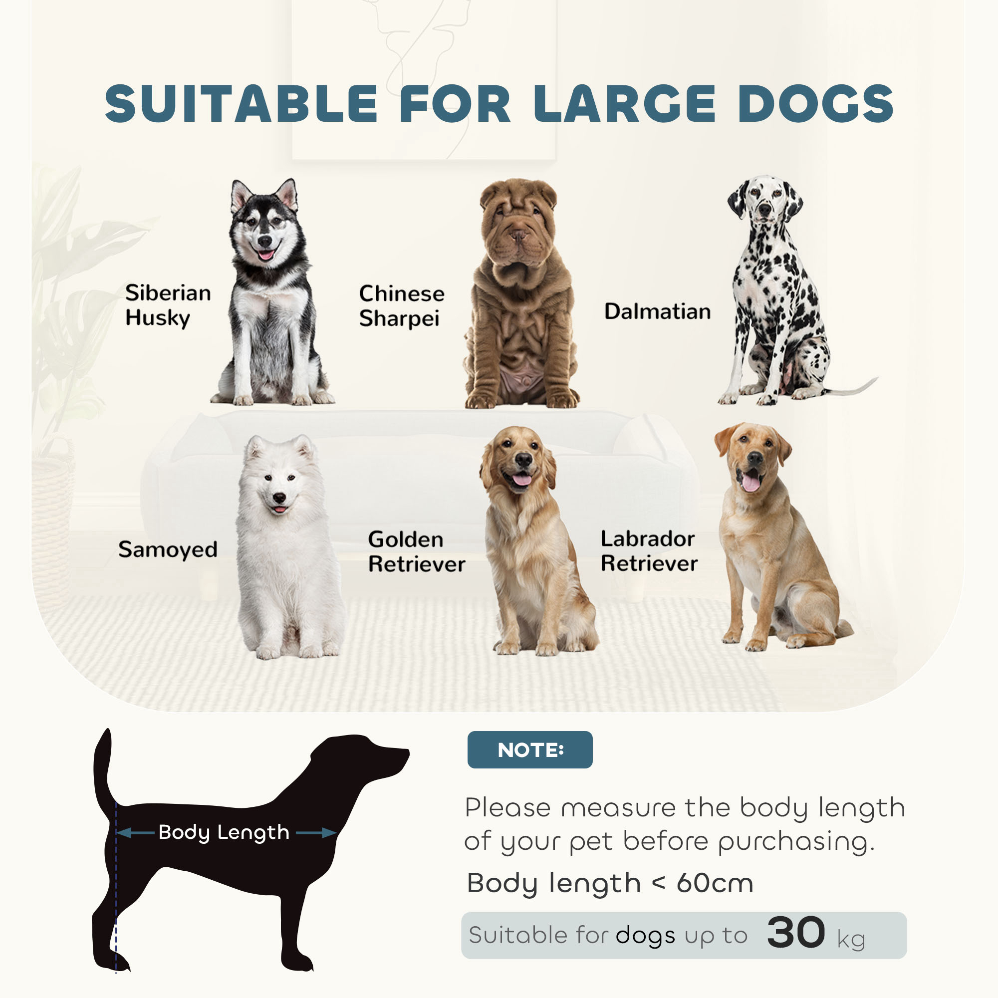 Washable Dog Sofa for Large Dogs, Elevated Pet Couch with Anti-slip Foot Pads, Dark Blue