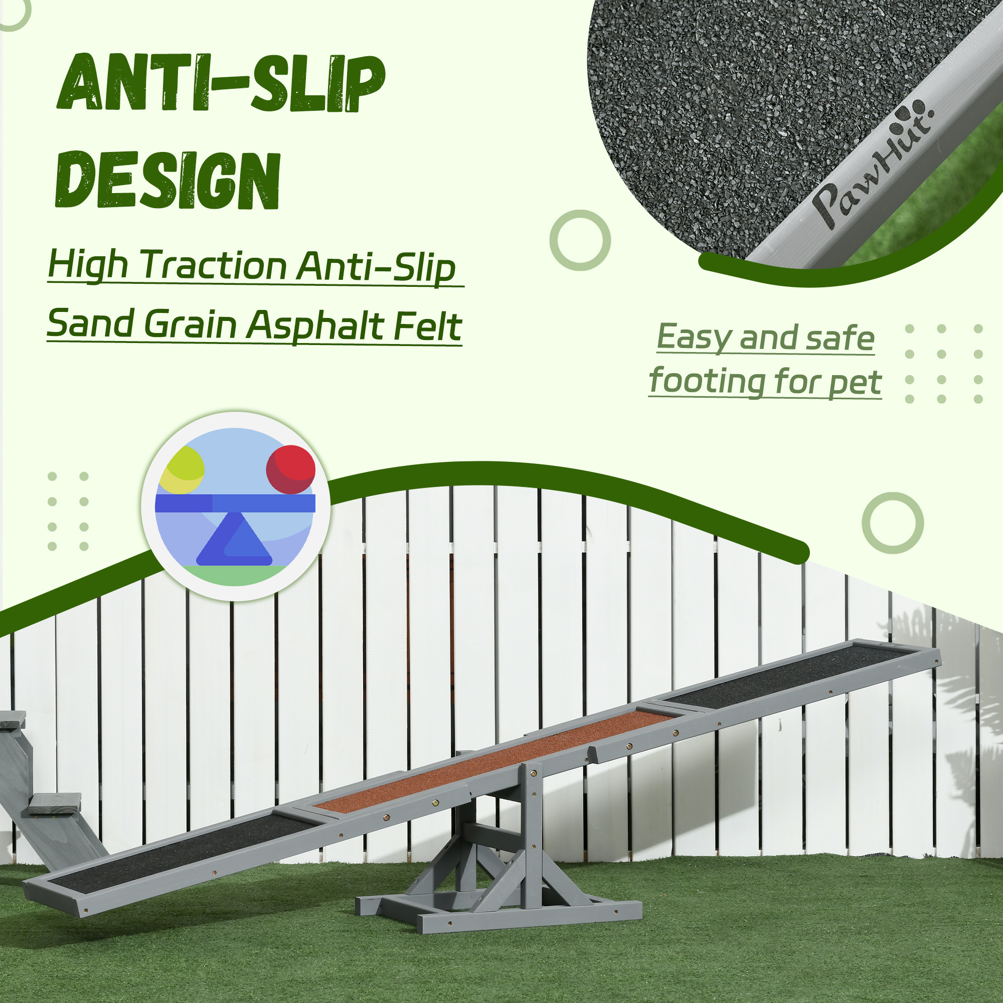 Wood Pet Seesaw Platform Dog Agility Training Equipment Run Game Toy Weather Resistant Pet Supplies Grey