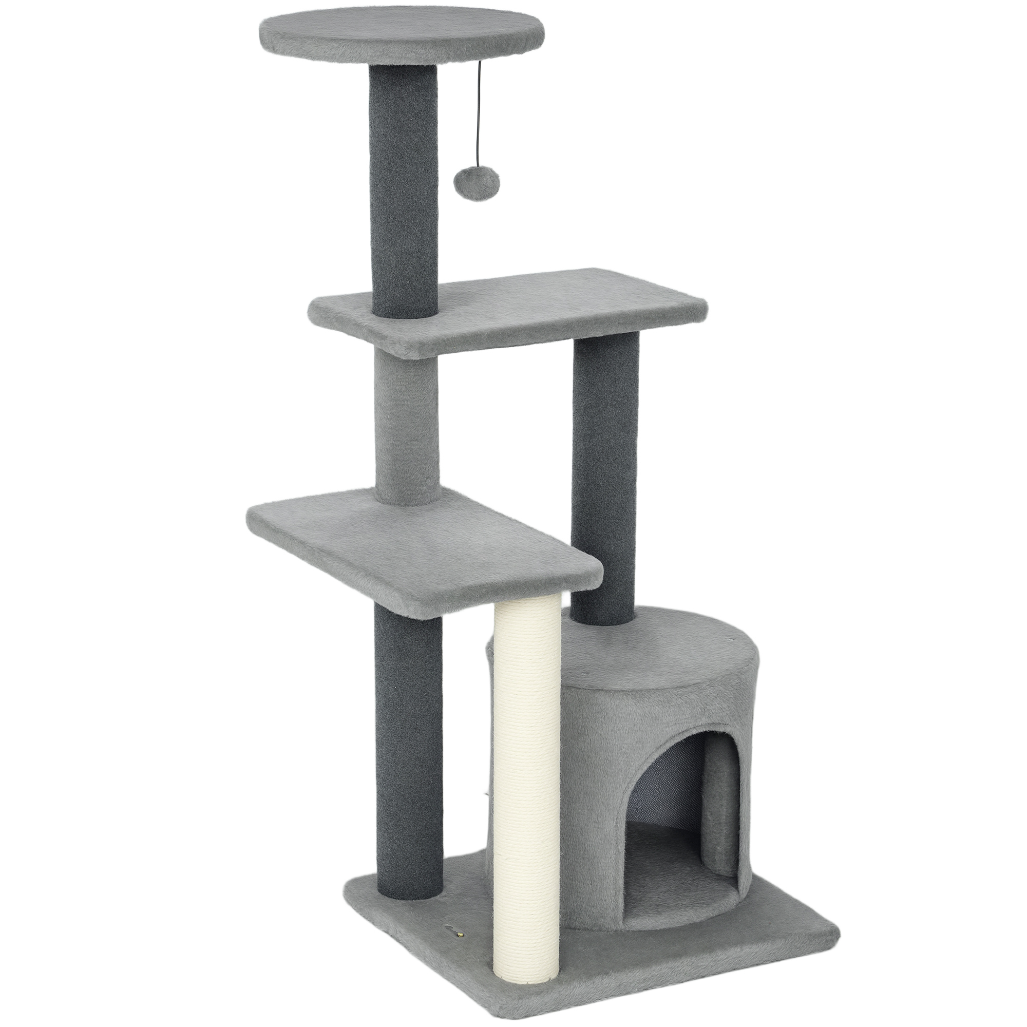 Cat Tree Cat Tower Multi-Level with Sisal Scratching Post for Kittens and Adults Grey Large 41"H