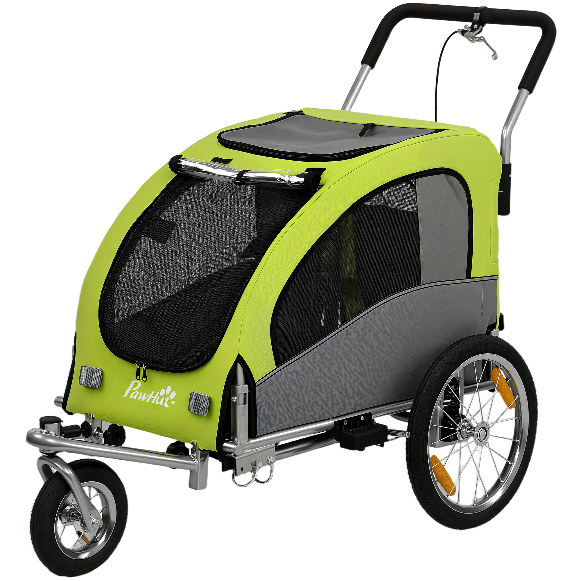 2 in 1 Dog Bike Trailer, Foldable Pet Stroller, Dog Bicycle Trailer with Suspension, Universal Bicycle Coupler, Green