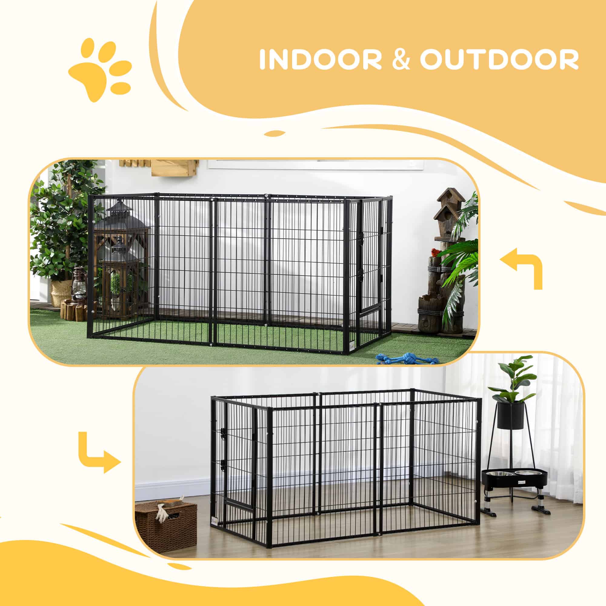 6 Panel 32.5" - 59" x 32" Dog Playpen, Heavy Duty Pet Playpen for Indoor Outdoor, Small and Medium Dogs