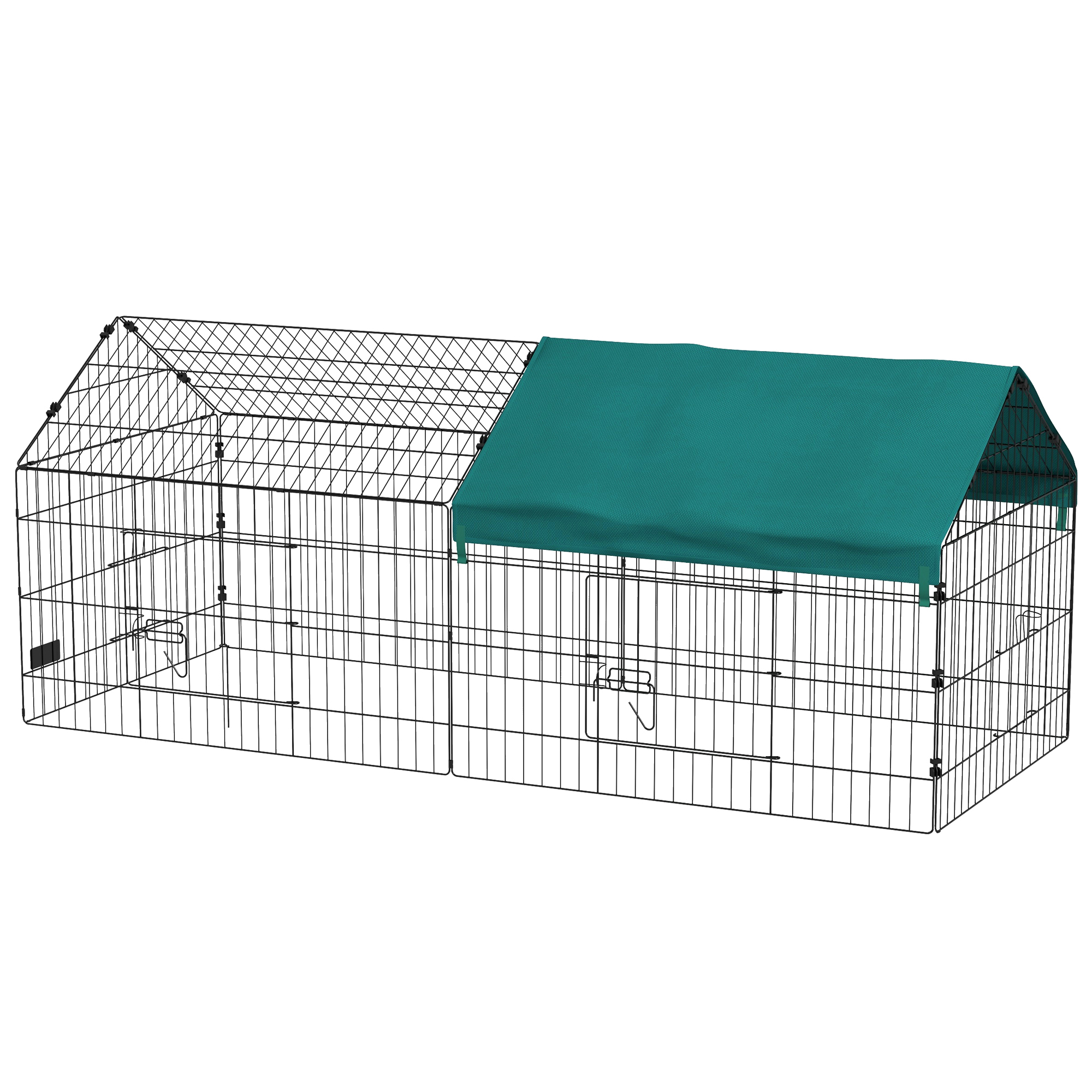 73" Small Animal Cage with Roof, Indoor/Outdoor Use, for Chicken, Rabbits, Chinchillas, Green