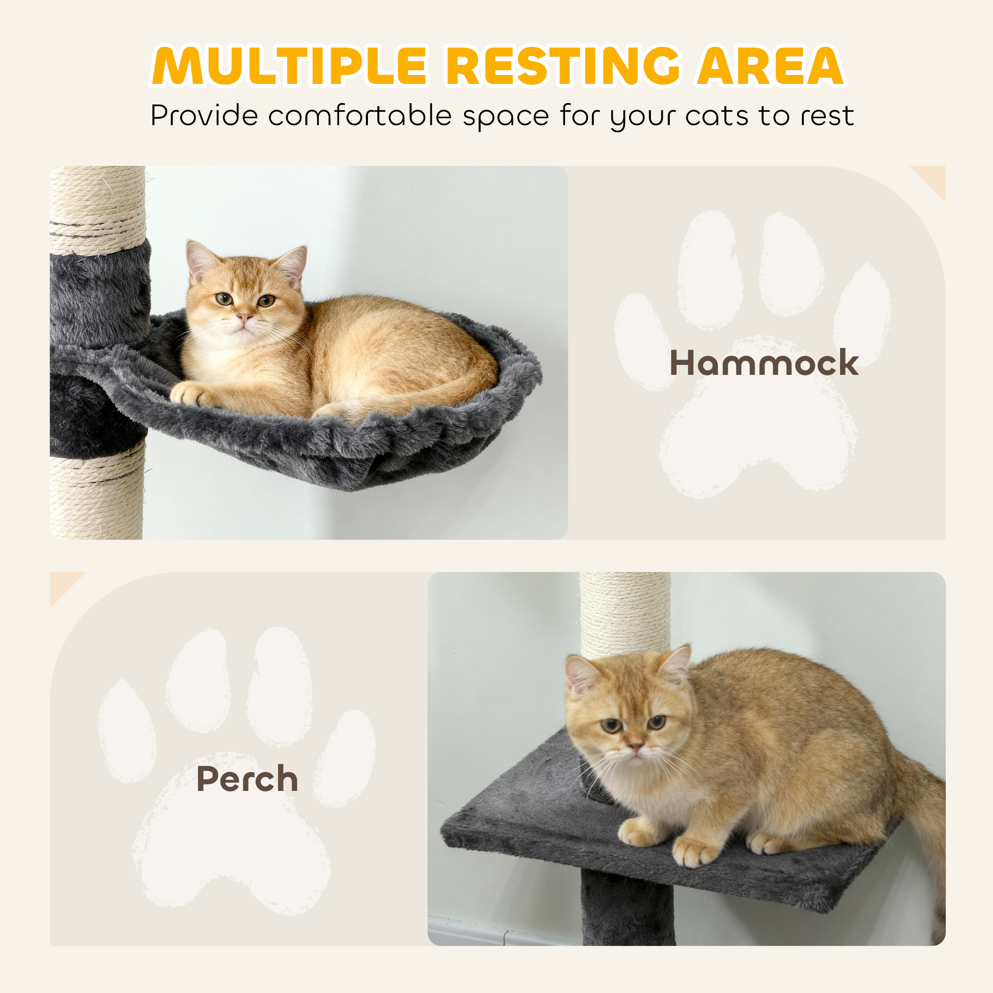 8.5ft Cat Climbing Tree 5-Tier Kitty Activity Center with Scratching Post Dark Grey - Image 5