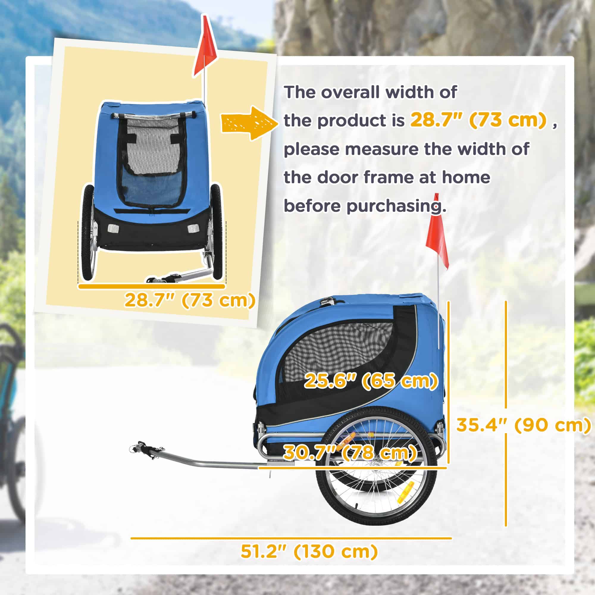 Dog Bike, Trailer Foldable Pet Cart, Bicycle Wagon, Cargo Carrier Attachment for Travelling w/ Safety Anchor, Blue