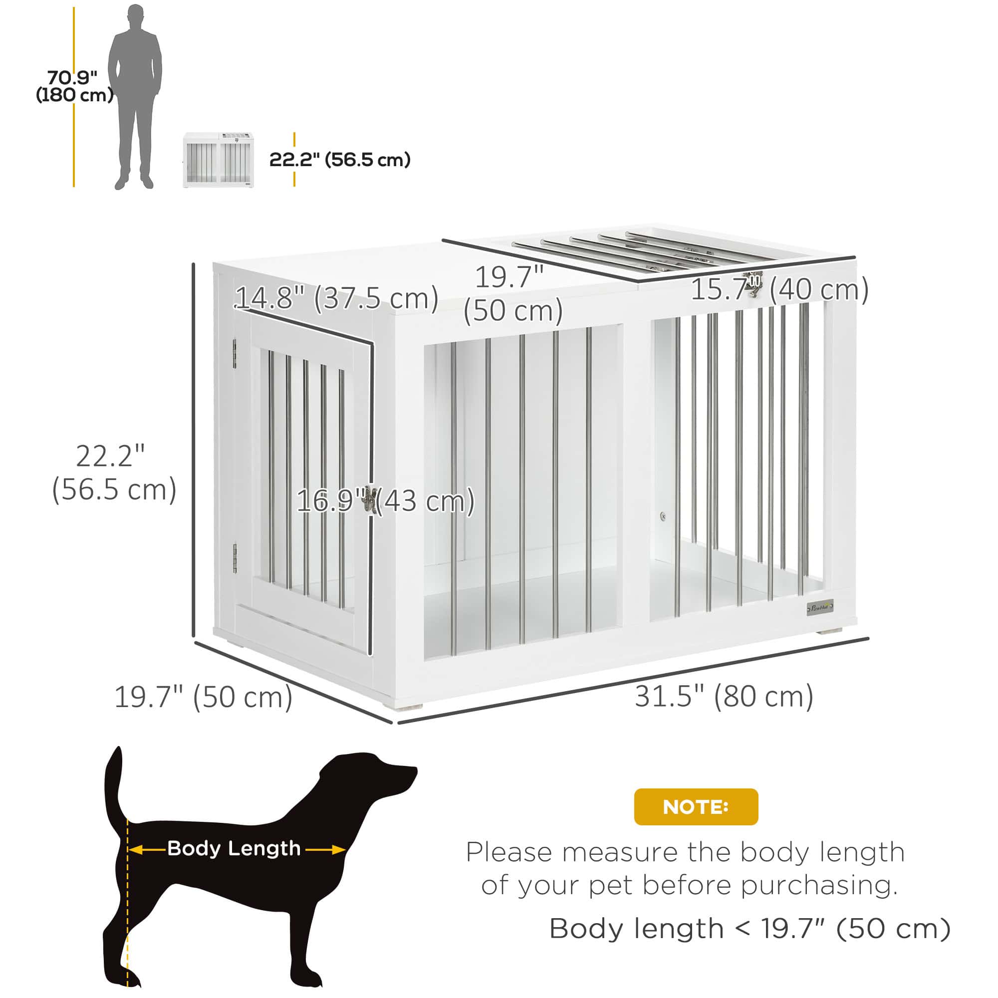 31.5" Dog Crate Furniture with Double Doors, for Medium Dogs, White