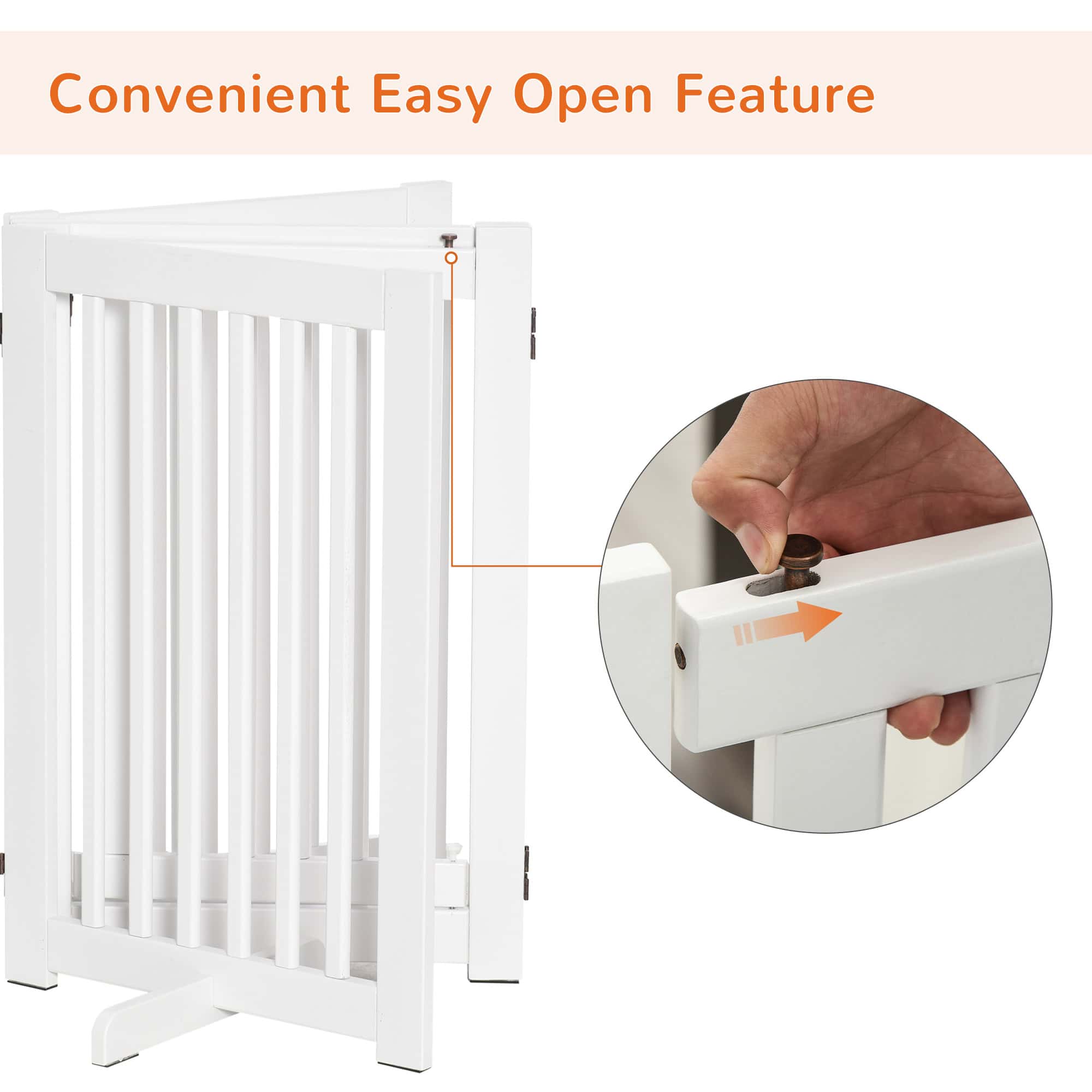 Free Standing Wooden Pet Gate Indoor Dog Barrier Foldable Step Over Doorway Fence Safety Gate with Open Door