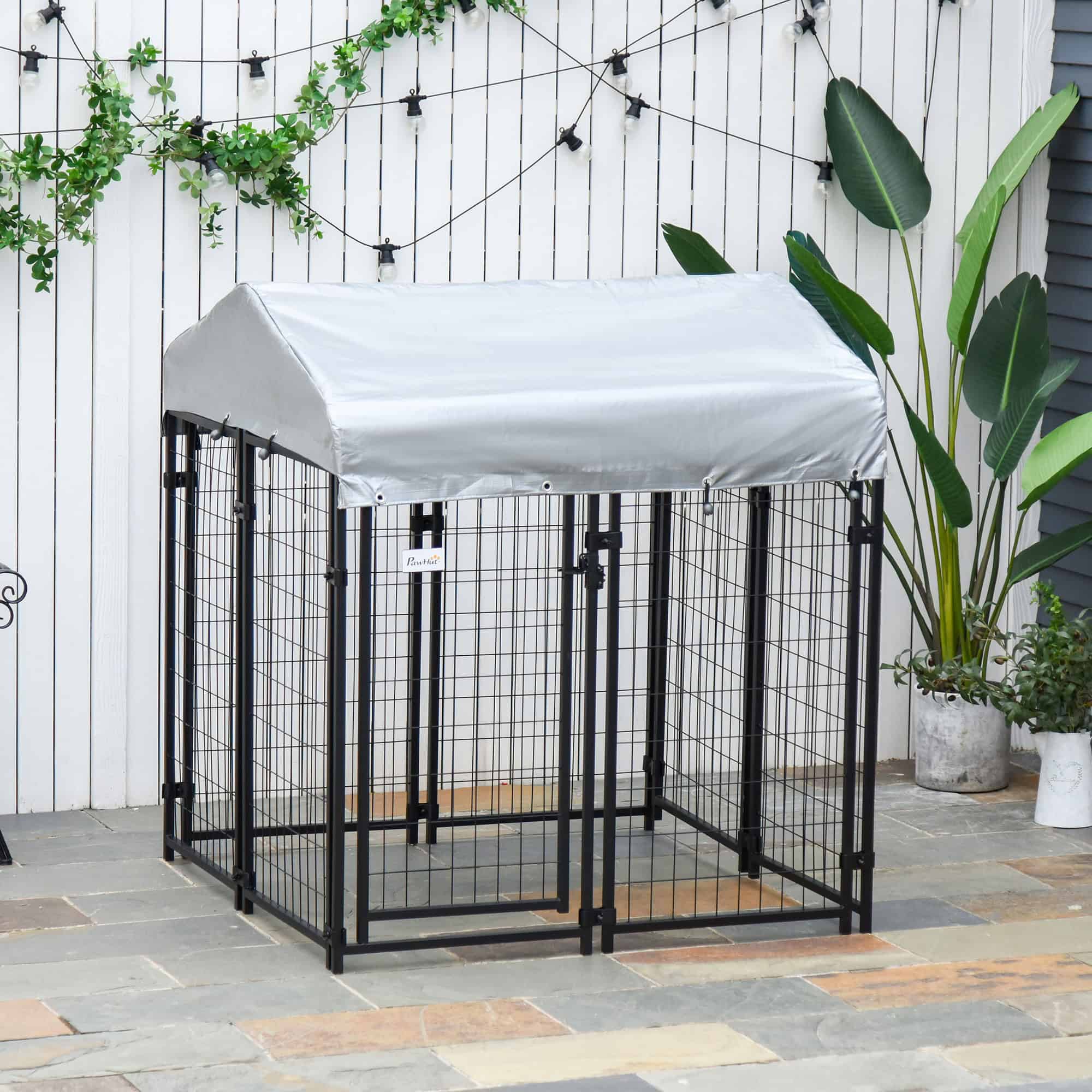Outdoor Dog Kennel with Waterproof UV-Resistant Cover, 4 x 4 x 4.5 ft - Image 8