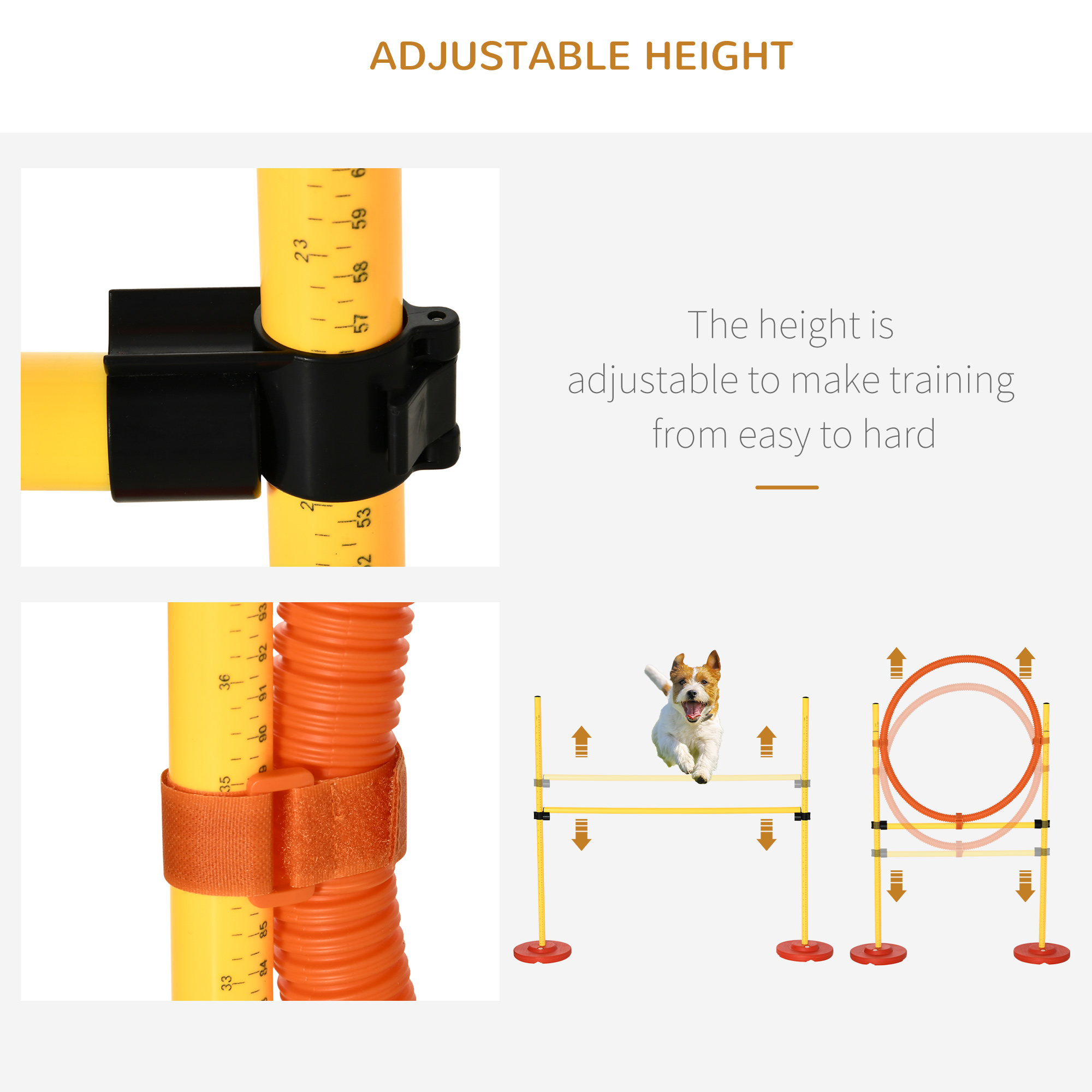 3PCs Portable Pet Agility Training Obstacle Set for Dogs w/ Adjustable Weave Pole, Jumping Ring