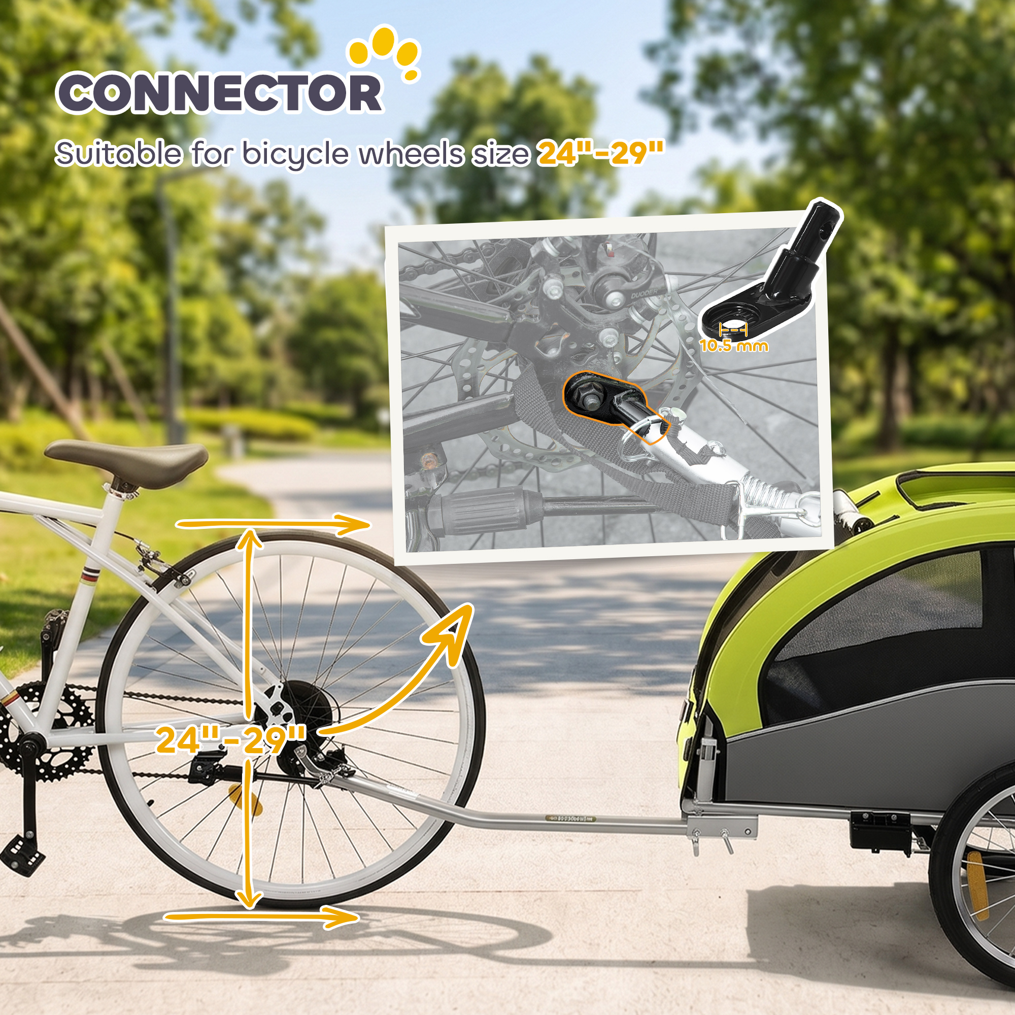 2 in 1 Dog Bike Trailer, Foldable Pet Stroller, Dog Bicycle Trailer with Suspension, Universal Bicycle Coupler, Green