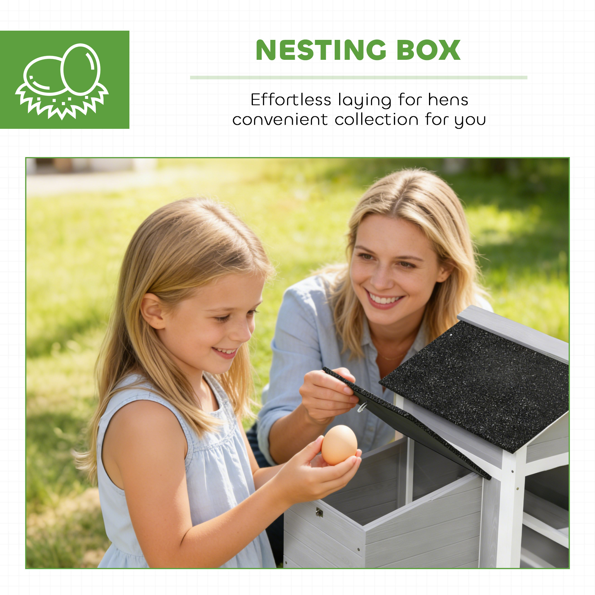 Wooden Chicken Coop with Nesting Box, Pull-out Metal Tray, for 1-2 Chickens, 36" x 25" x 27" - Image 5