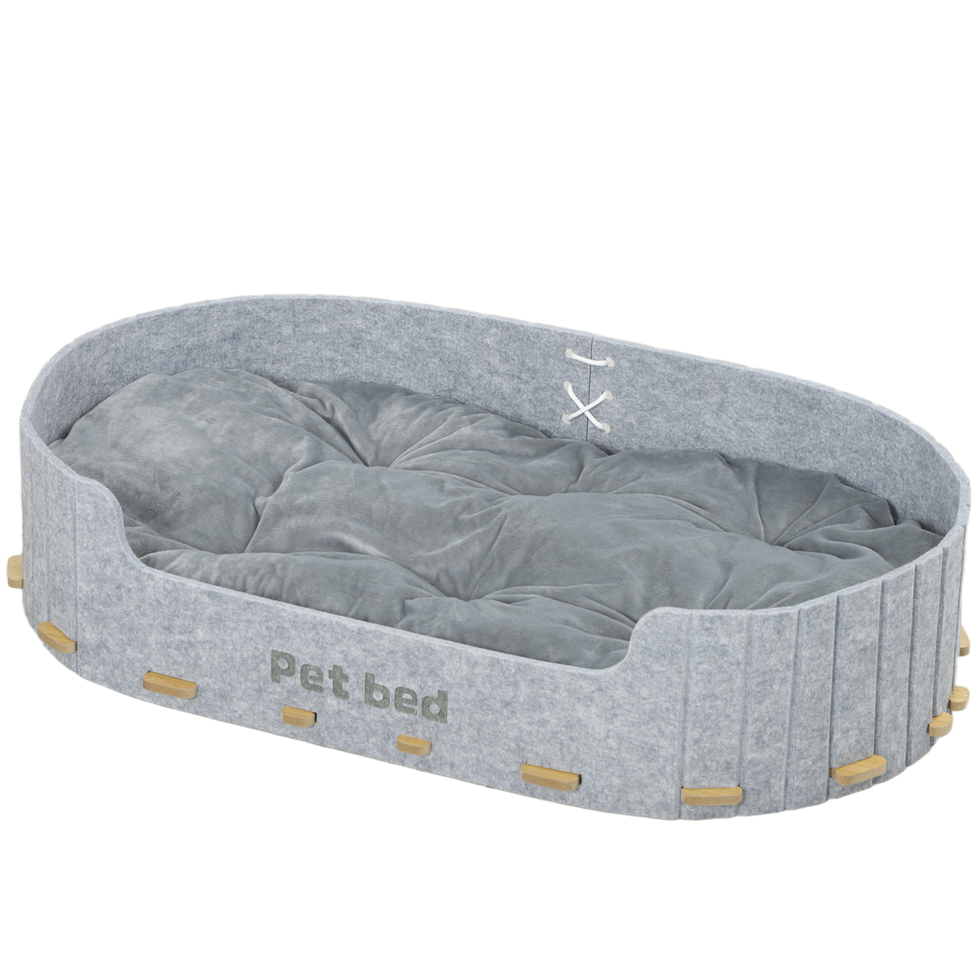 Dog Bed, Cat Bed with Washable Removable Cushion, Scratch-Resistant, Felt Cat Couch Sofa for Small Medium Dogs, Grey