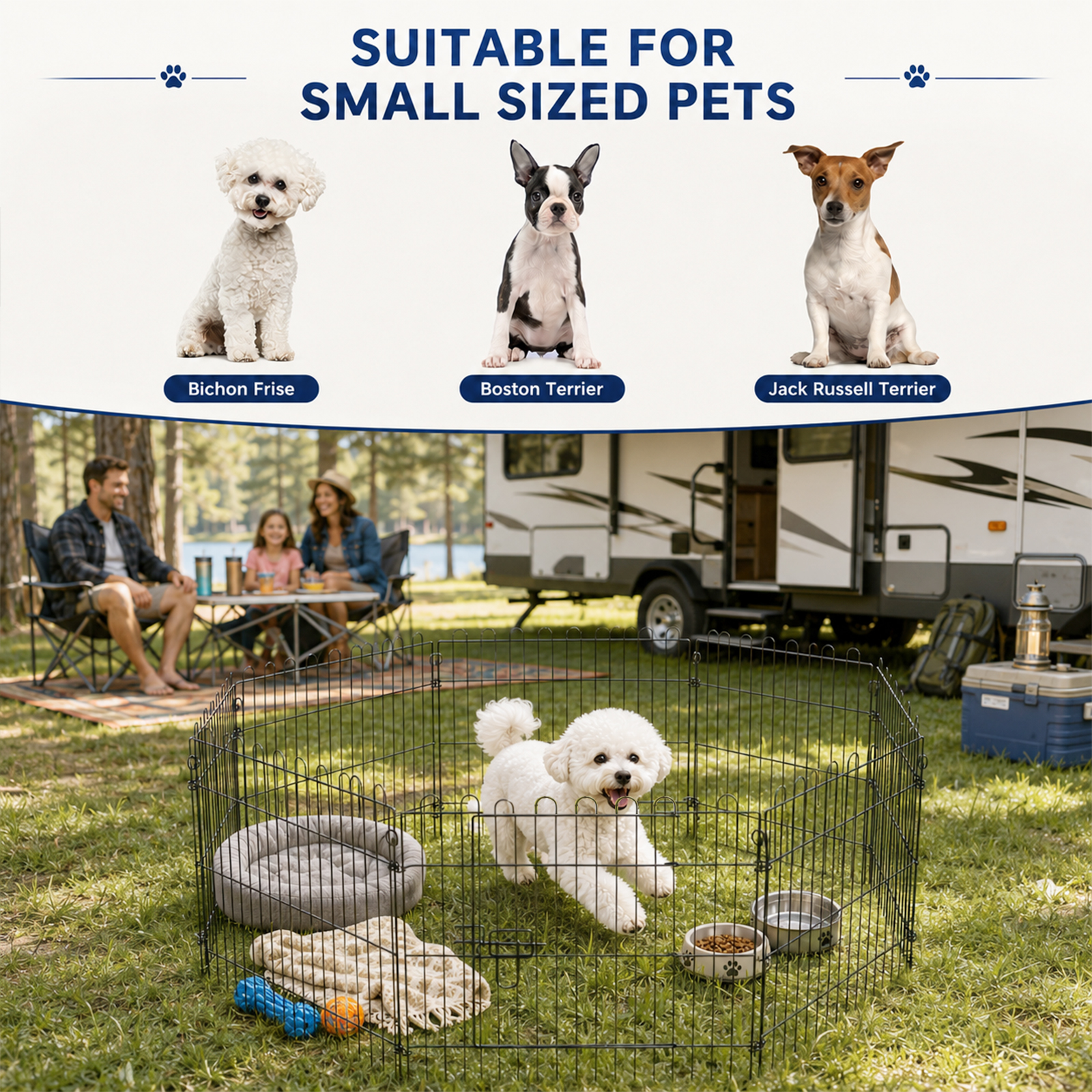 30inch 8-Panel Octagon Pet Exercise Playpen Crate Foldable Dog Cage Pen Puppy Kennel, Black