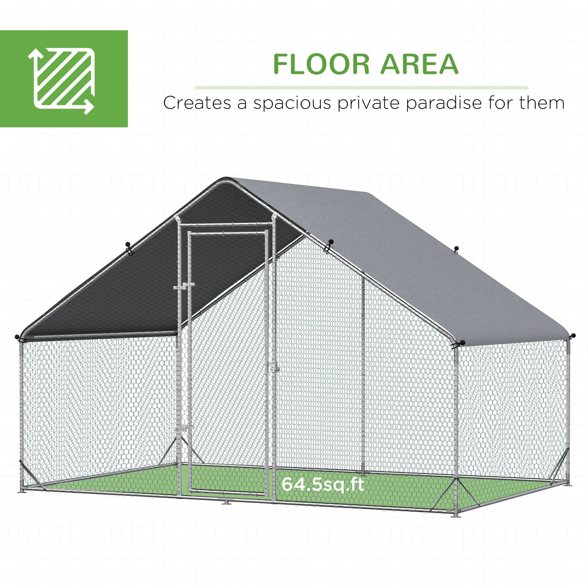 9.8' x 6.6' x 6.6' Chicken Coop Cage, Outdoor Chicken Run w/Cover & Lockable Door