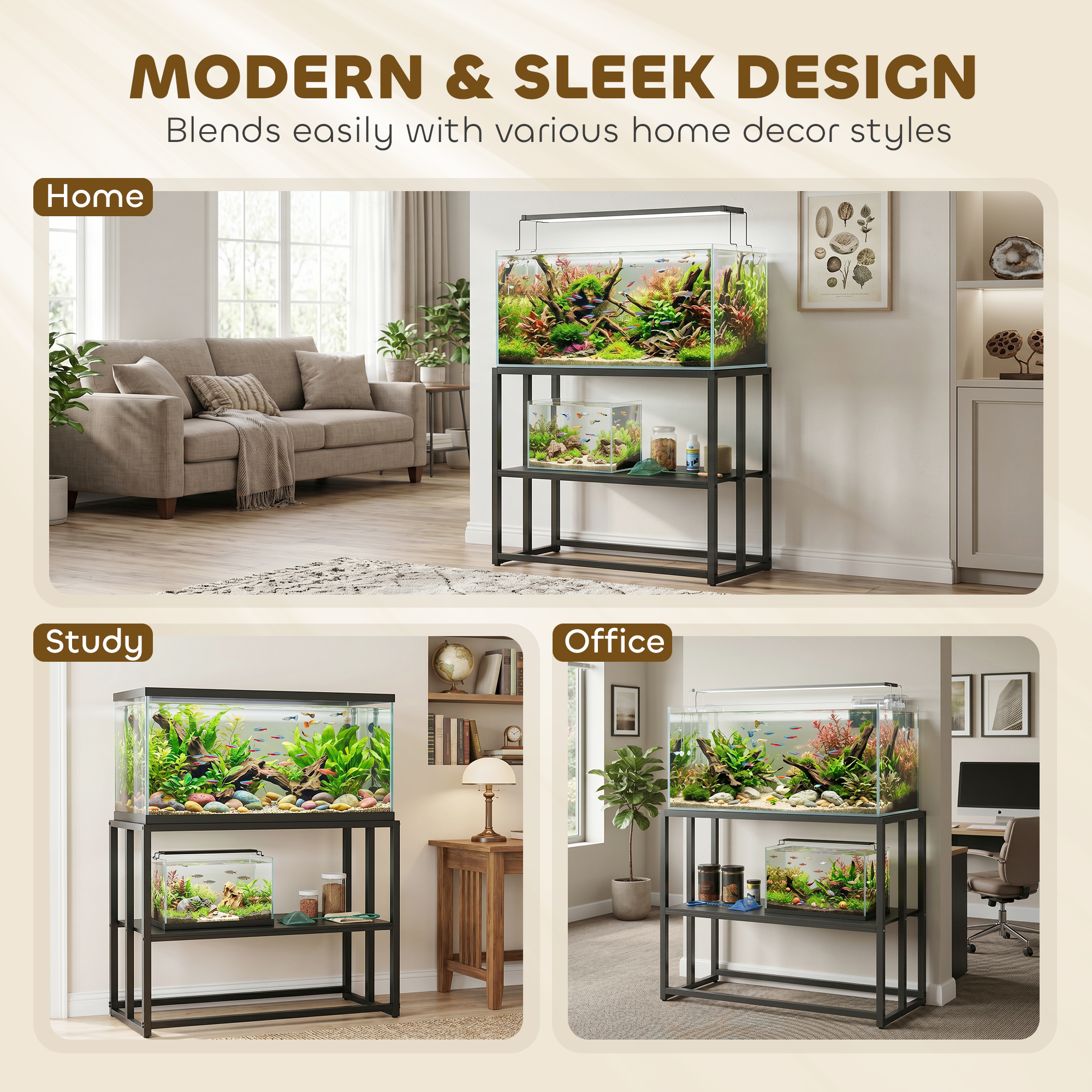 40 Gallon Fish Tank Stand, Heavy Duty Aquarium Stand with Storage Shelf, Adjustable Feet, 36.6" L x 18.5" W x 29.9" H