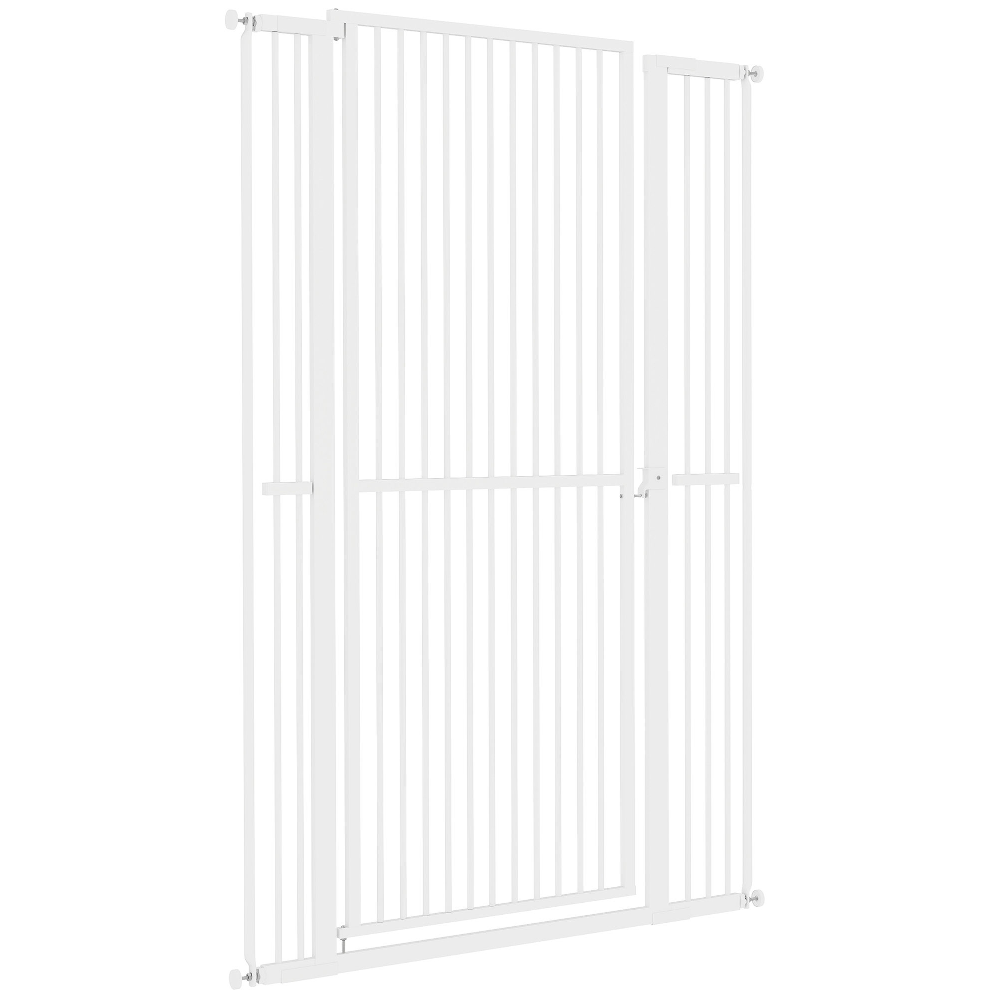 59" Extra Tall Cat Gate, 30"-41" Pet Gate with 2.8" and 5.5" Extensions, for Doorway, Hallway, Stairway, White