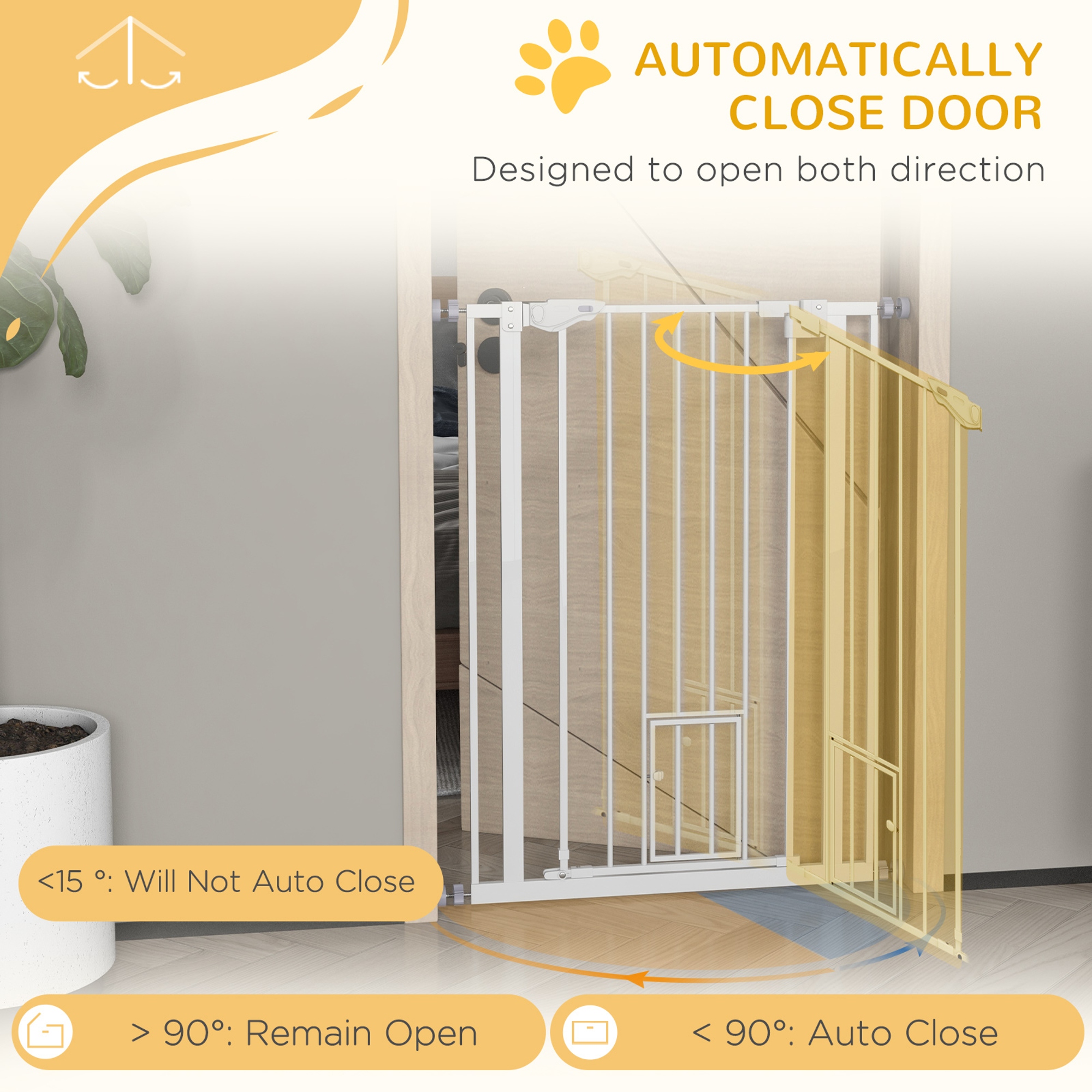 41" Easy Open Indoor Dog Gates for Doorways, House, Stair - White