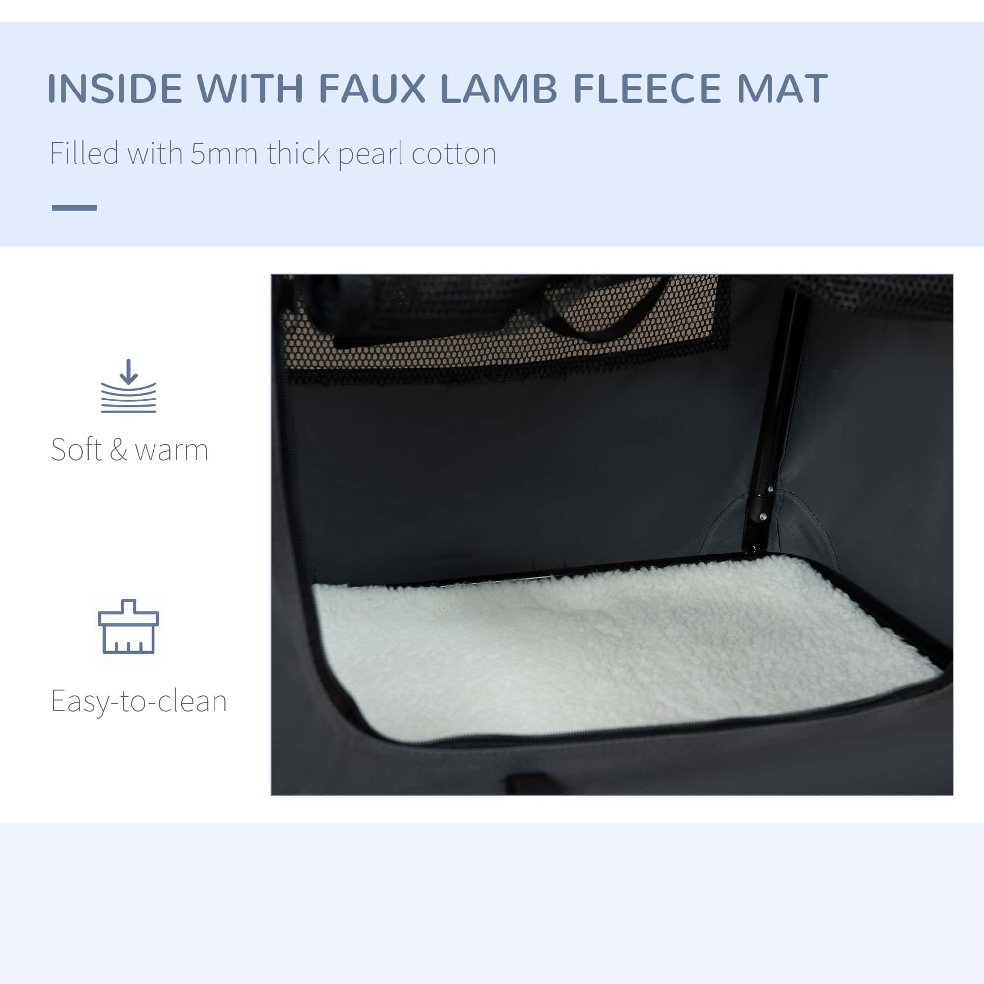 24" Foldable Pet Carrier with Removable Mat, Breathable Mesh, Soft Side Pet Travel Crate for Cat & Miniature Dogs, Grey
