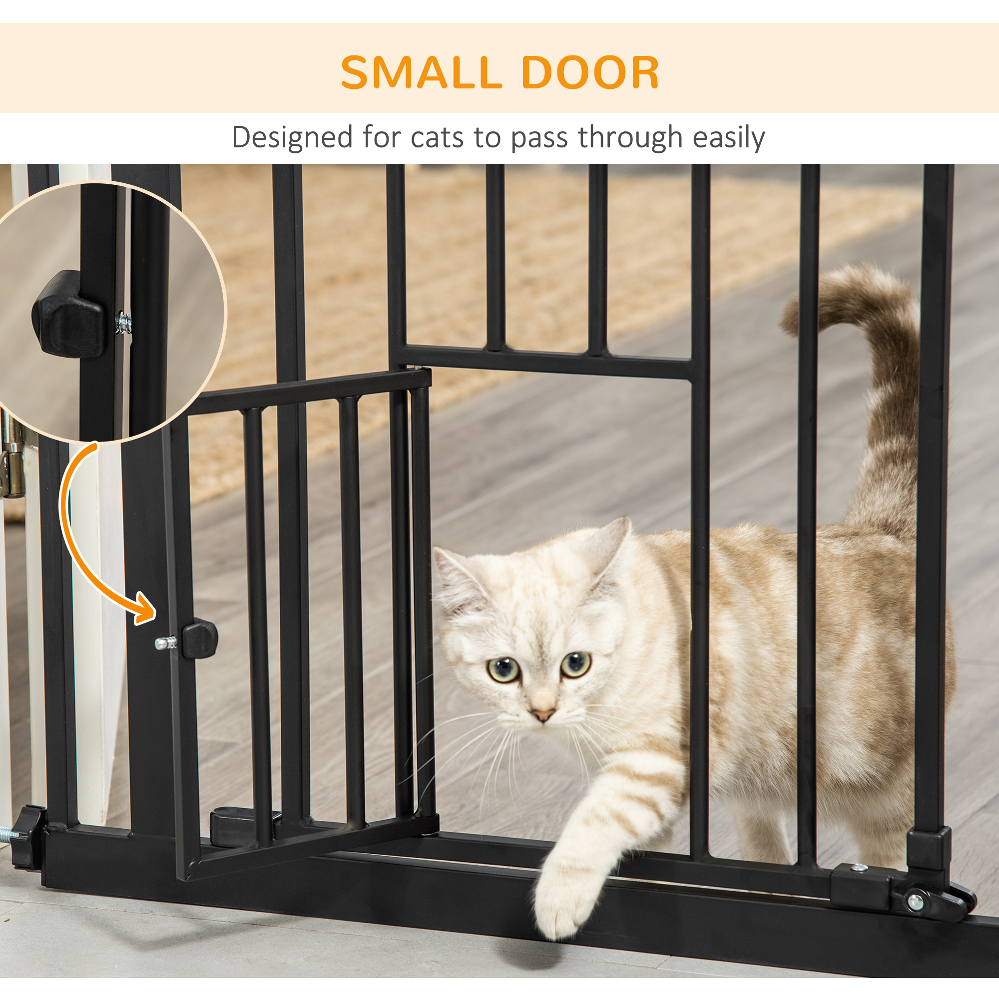 41" Easy Open Indoor Dog Gates for Doorways, House, Stair - Black