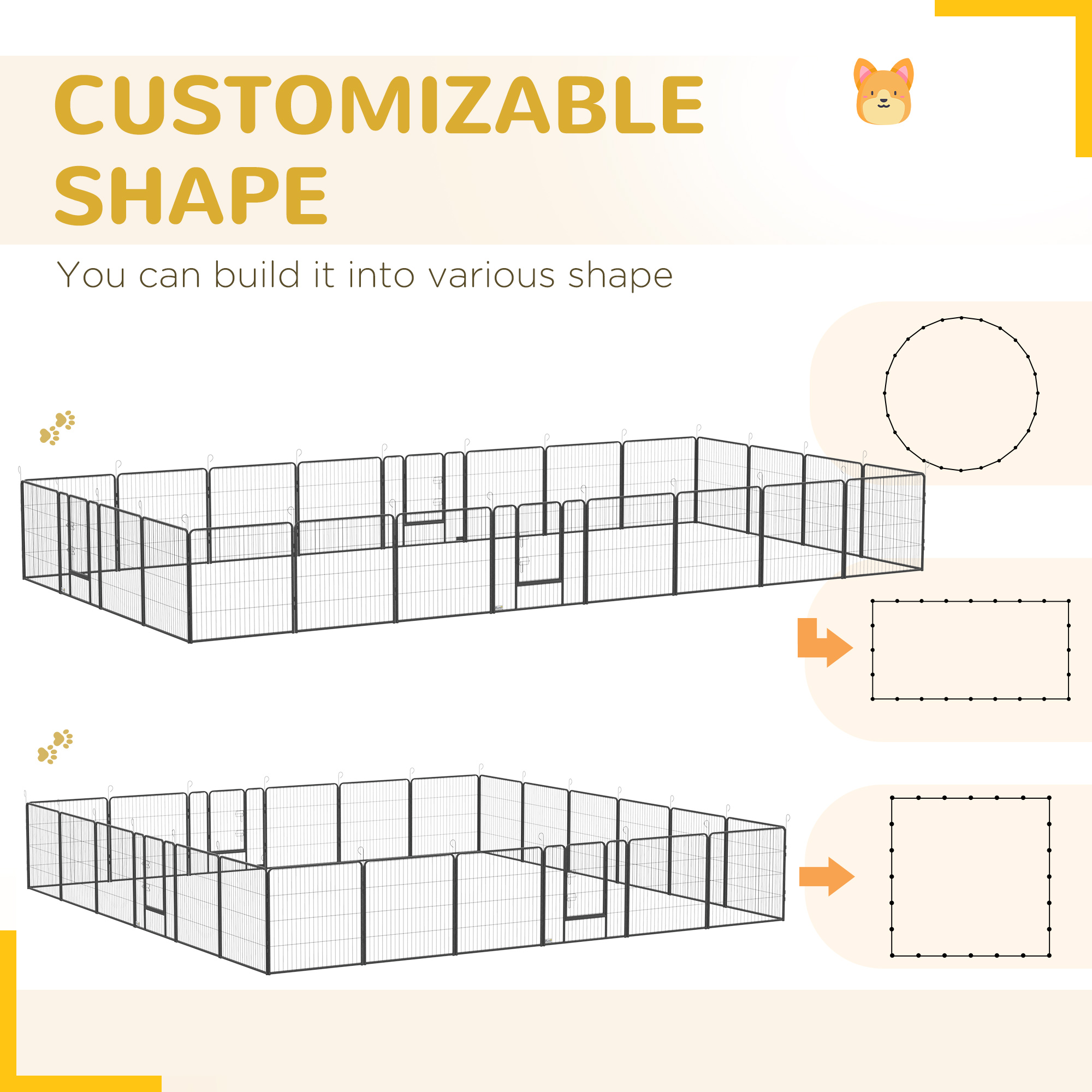 24 Panel 31.5" Height Heavy Duty Dog Playpen for Small Medium Dogs, Grey - Image 5