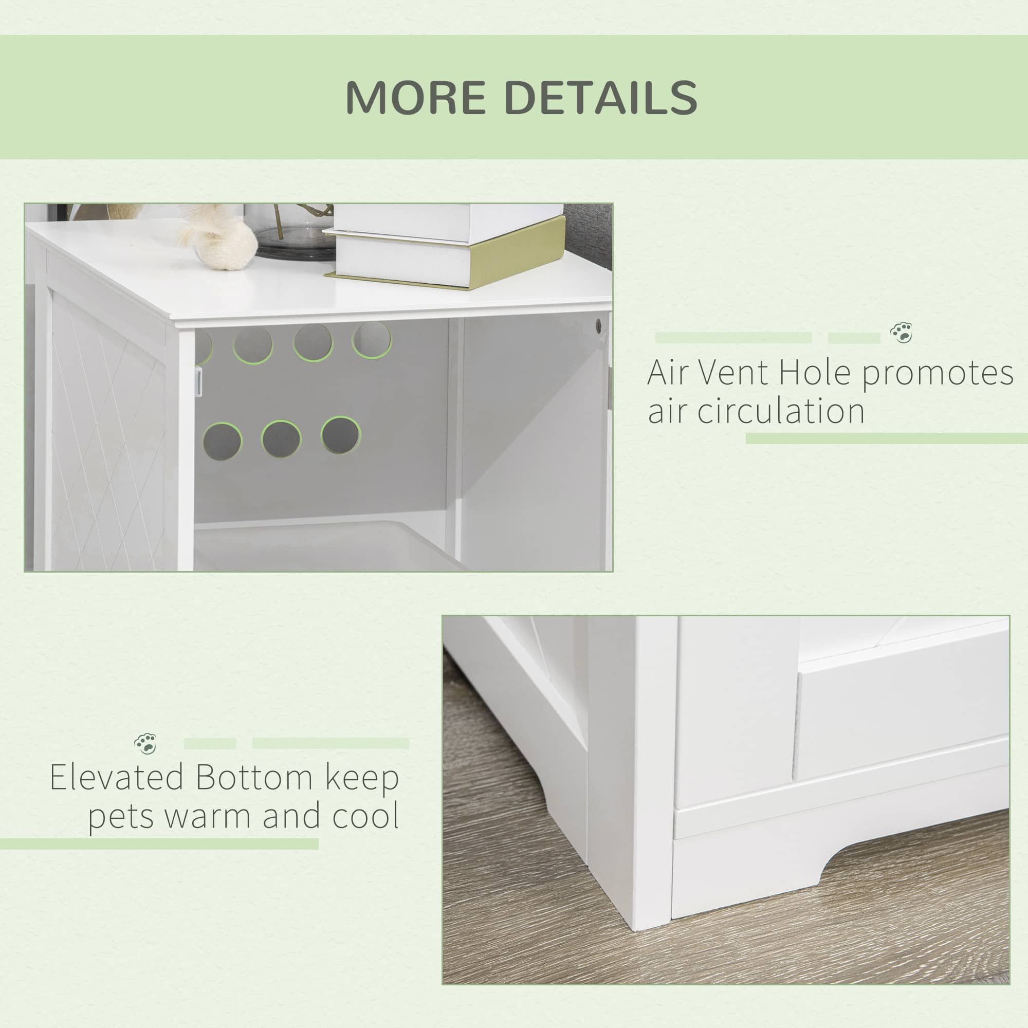 Cat Litter Box Enclosure End Table, Indoor Cat Washroom with Magnetic Door, Hidden Litter Box Nightstand with Large Tabletop, Easy Assembly, White
