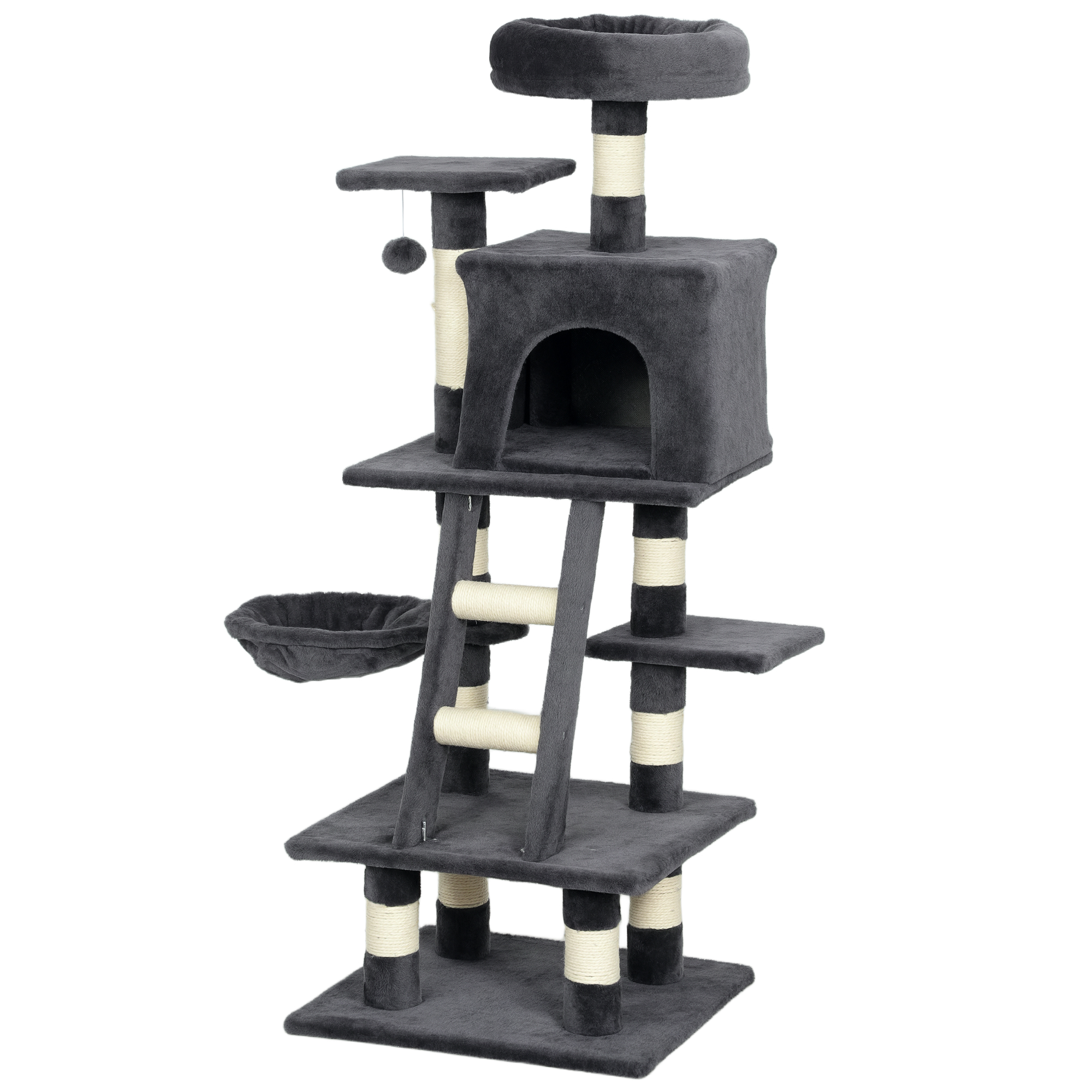 52 Inch Large Cat Tree for Indoor Cats, Dark Grey