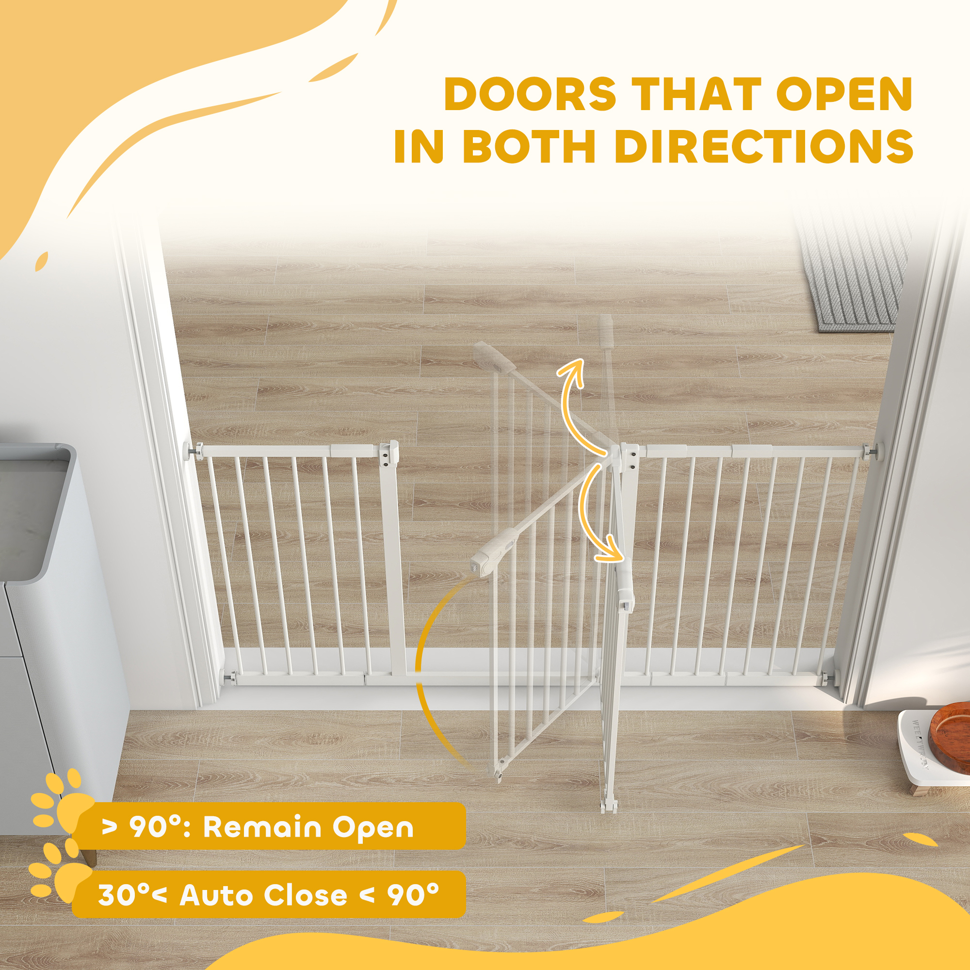 30 Inch Tall Pet Gate with Door Dog Gate and Barrier Indoor for Stairs Includes 7", 8", 12" Extensions Kit