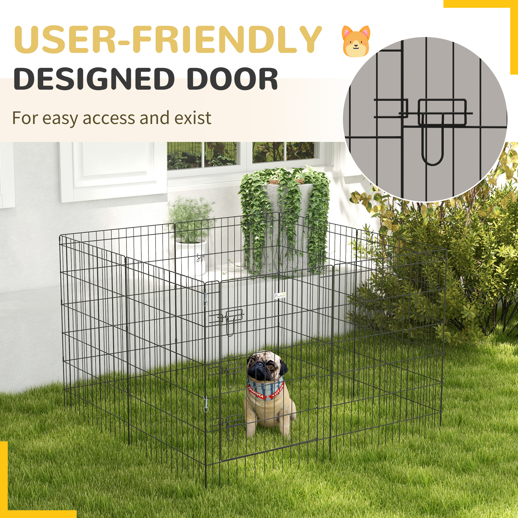 36inch Foldable Metal Exercise Pet Playpen Yard Dog Puppy Kennel Cage 8 Panel