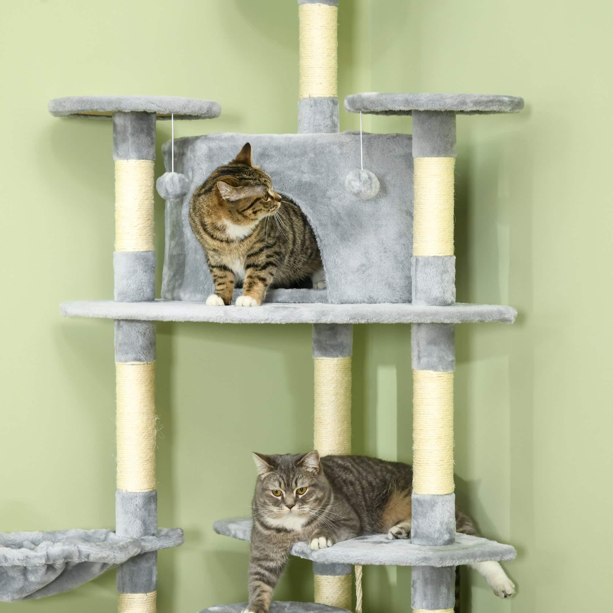 79" Scratching Kitten Tree Condo Kitten Scratch Activity Center Toys Light Grey