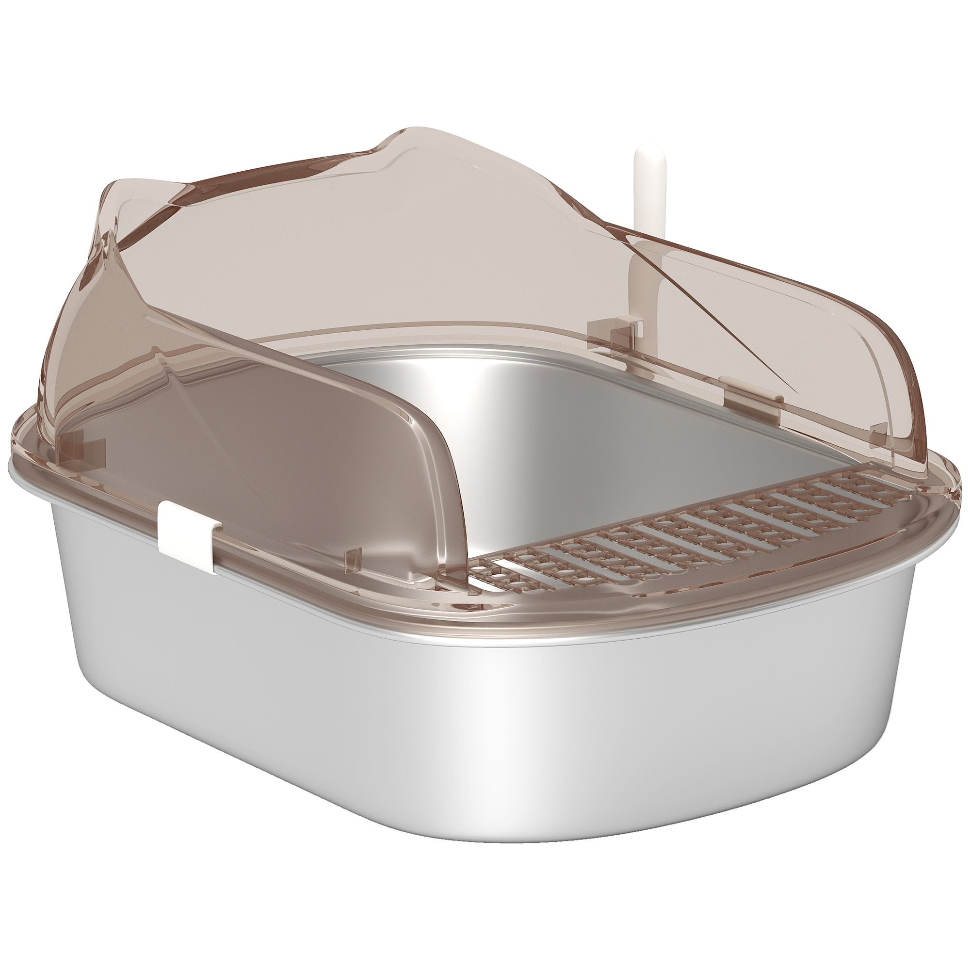 Stainless Steel Cat Litter Box with High Sided Enclosure, Scoop, Non-Sticky & Anti-Urine Leakage, Easy Cleaning