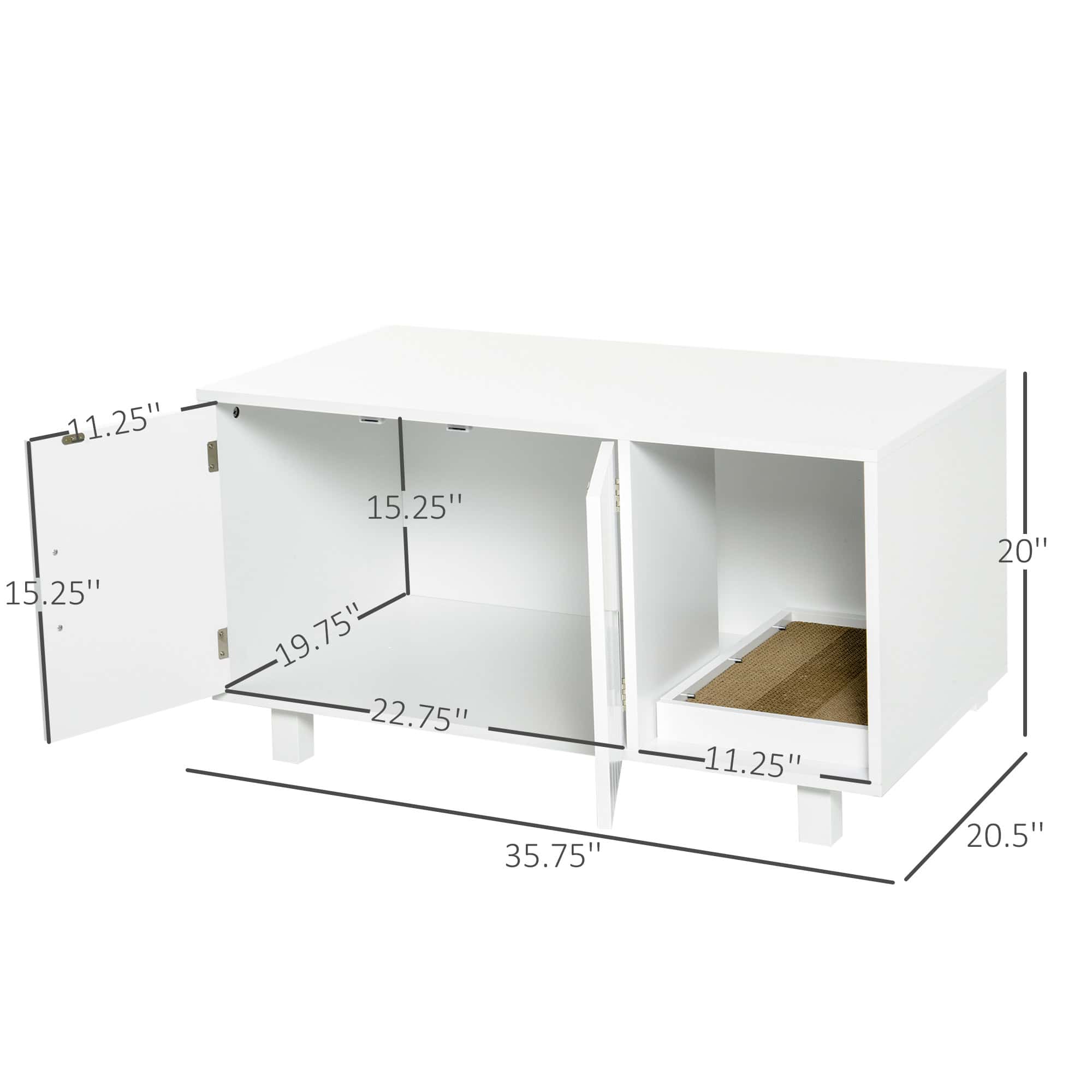 Cat Litter Box Enclosure, Hidden Litter Box Furniture, Cat House End Table Washroom with Scratching Pad
