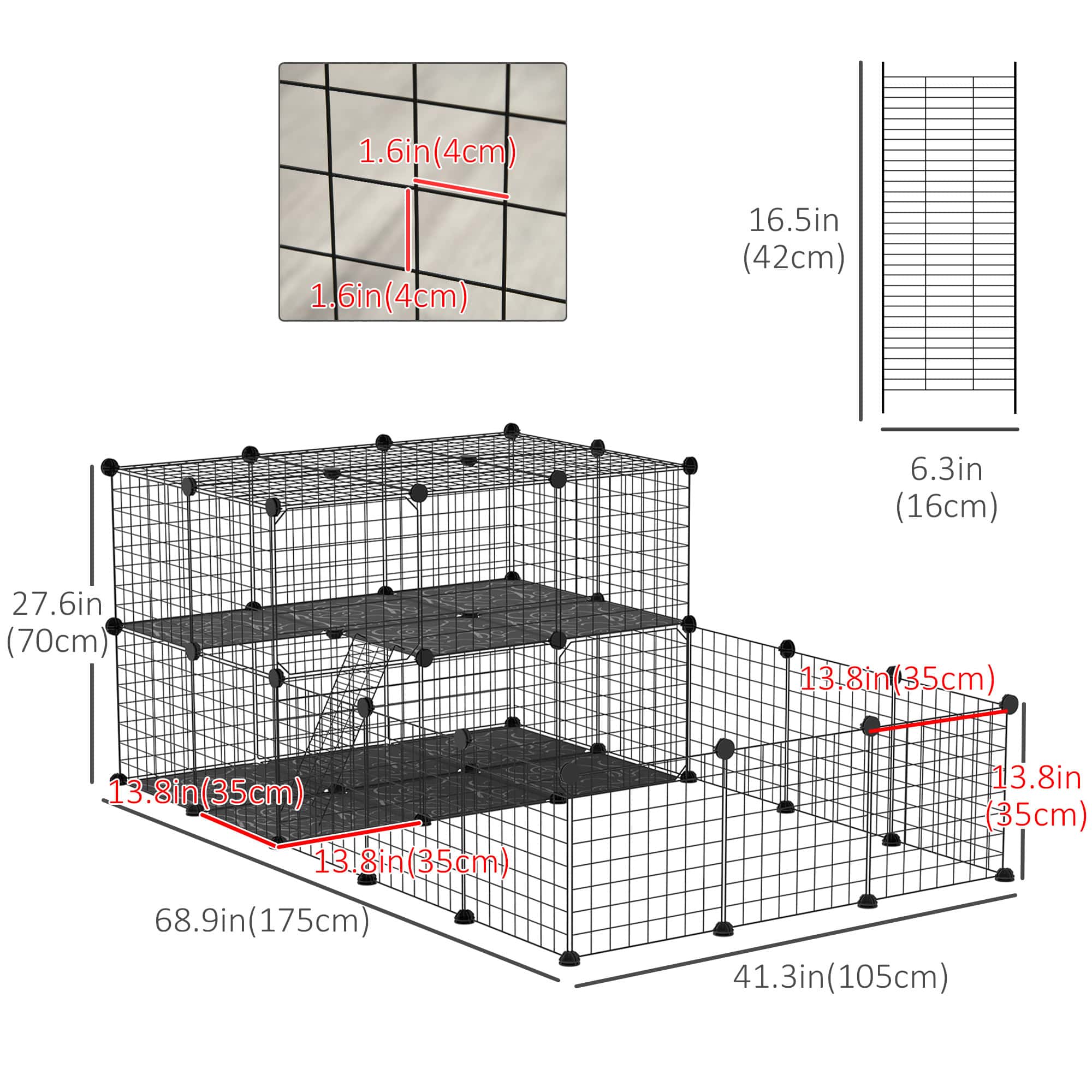 46 Panels Pet Playpen, DIY Small Animal Playpen, Indoor Portable Pet Fence for Guinea Pigs, Bunny, Rabbits, Hamsters, Hedgehogs