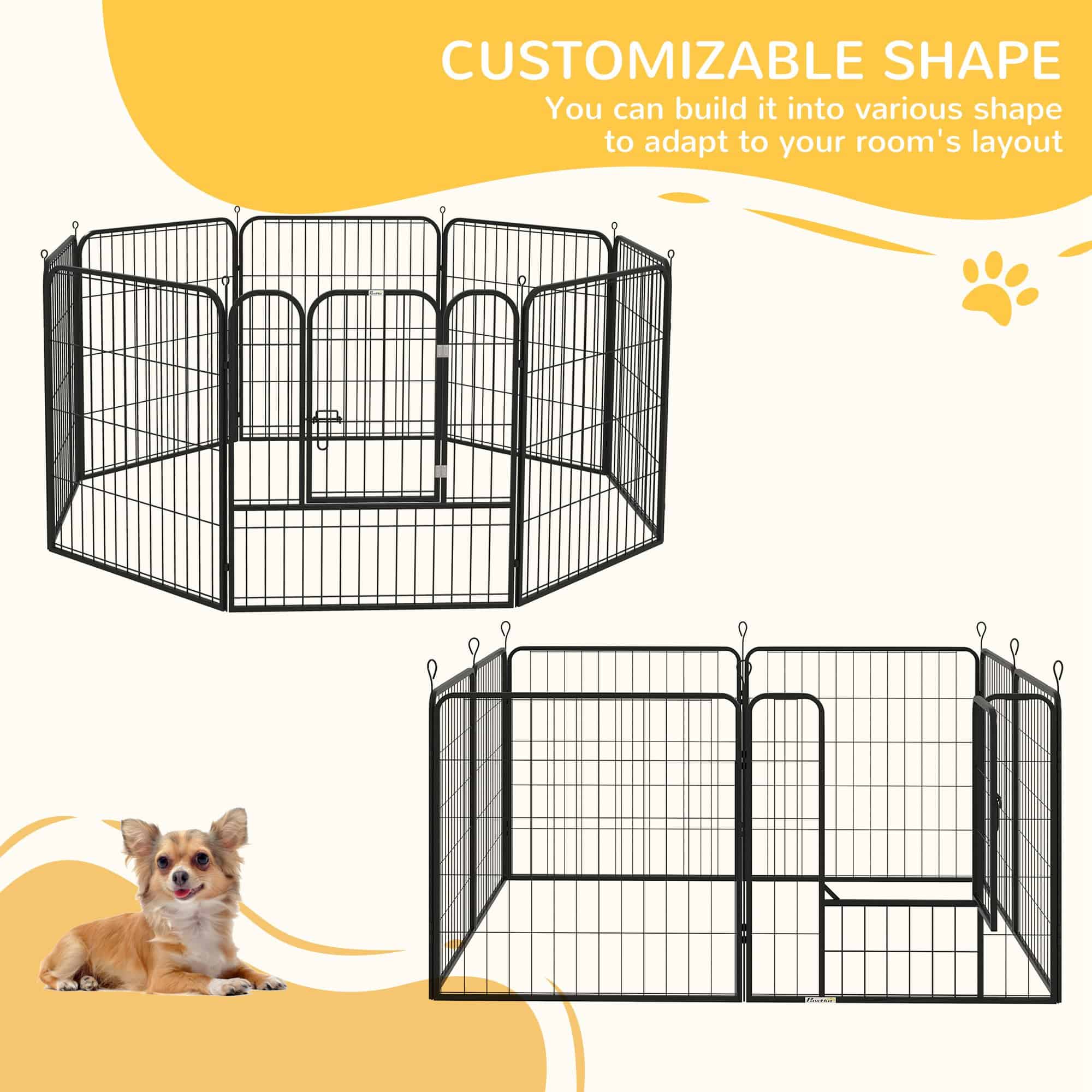 8 Panel Pet Playpen Play Yard Fence Home DIY Heavy-Duty Metal Foldable Indoor Outdoor 31.5"H