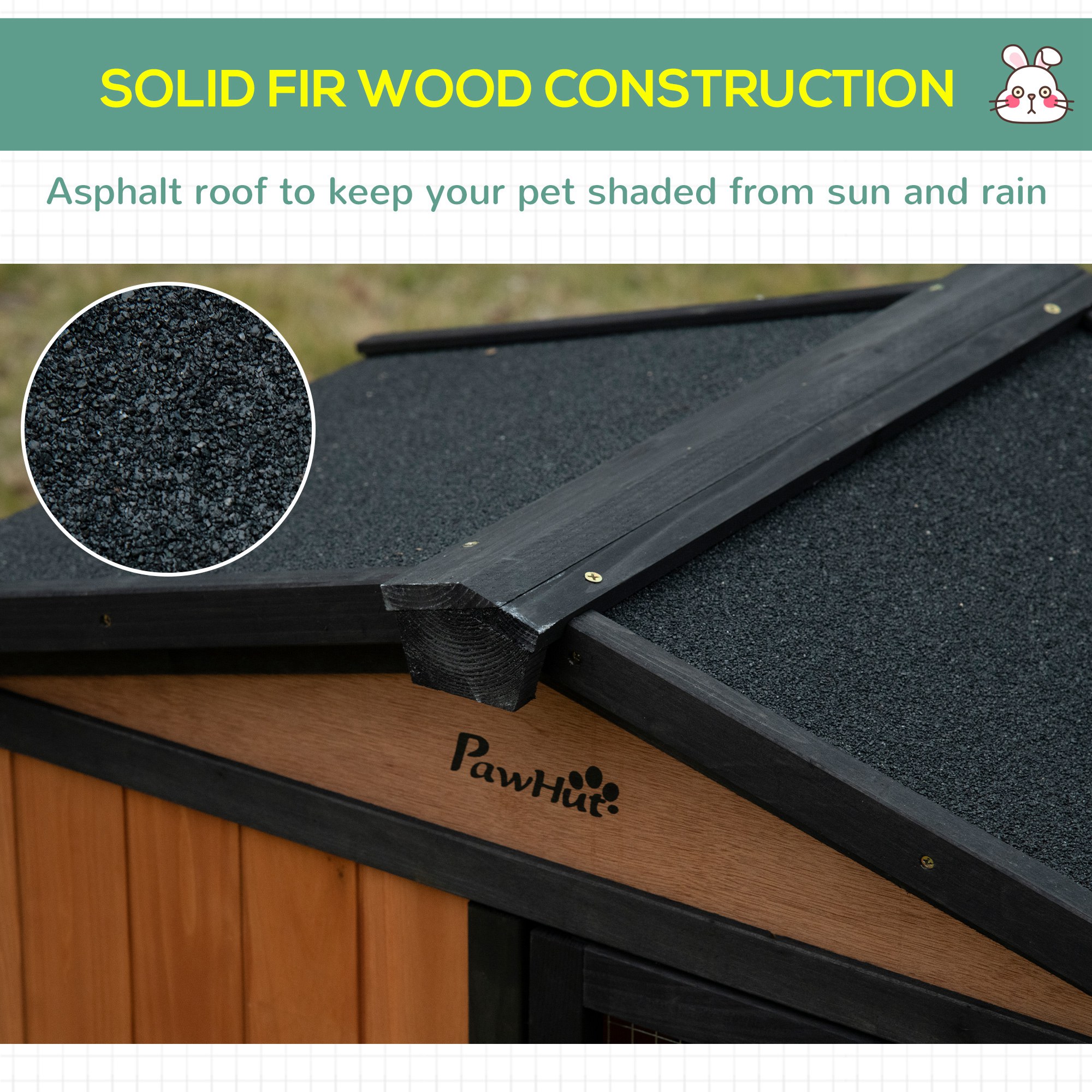 69" Wooden Rabbit Hutch Pet Playpen Bunny House Enclosure with Run Box, Slide-out Tray, Ramp, for Rabbits and Small Animals, Black