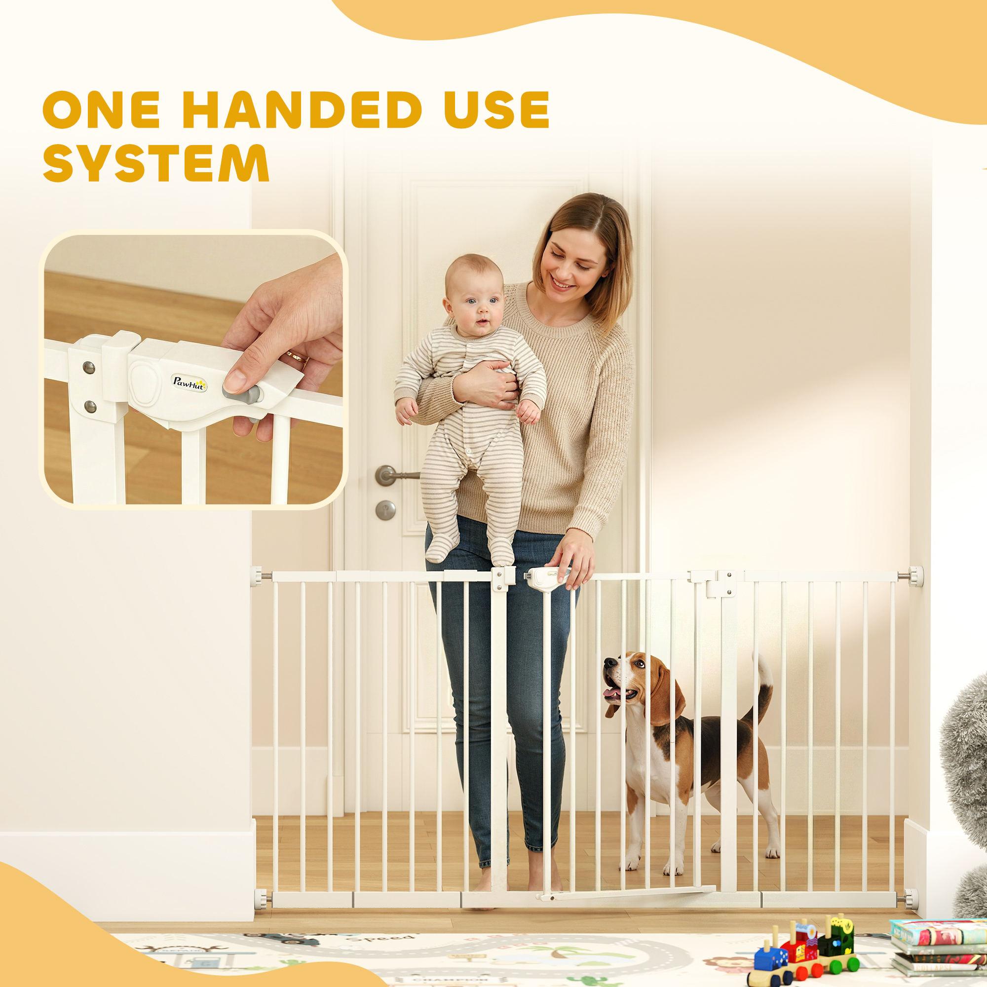 30 Inch Tall Pet Gate with Door Dog Gate and Barrier Indoor for Stairs Includes 7", 8", 12" Extensions Kit