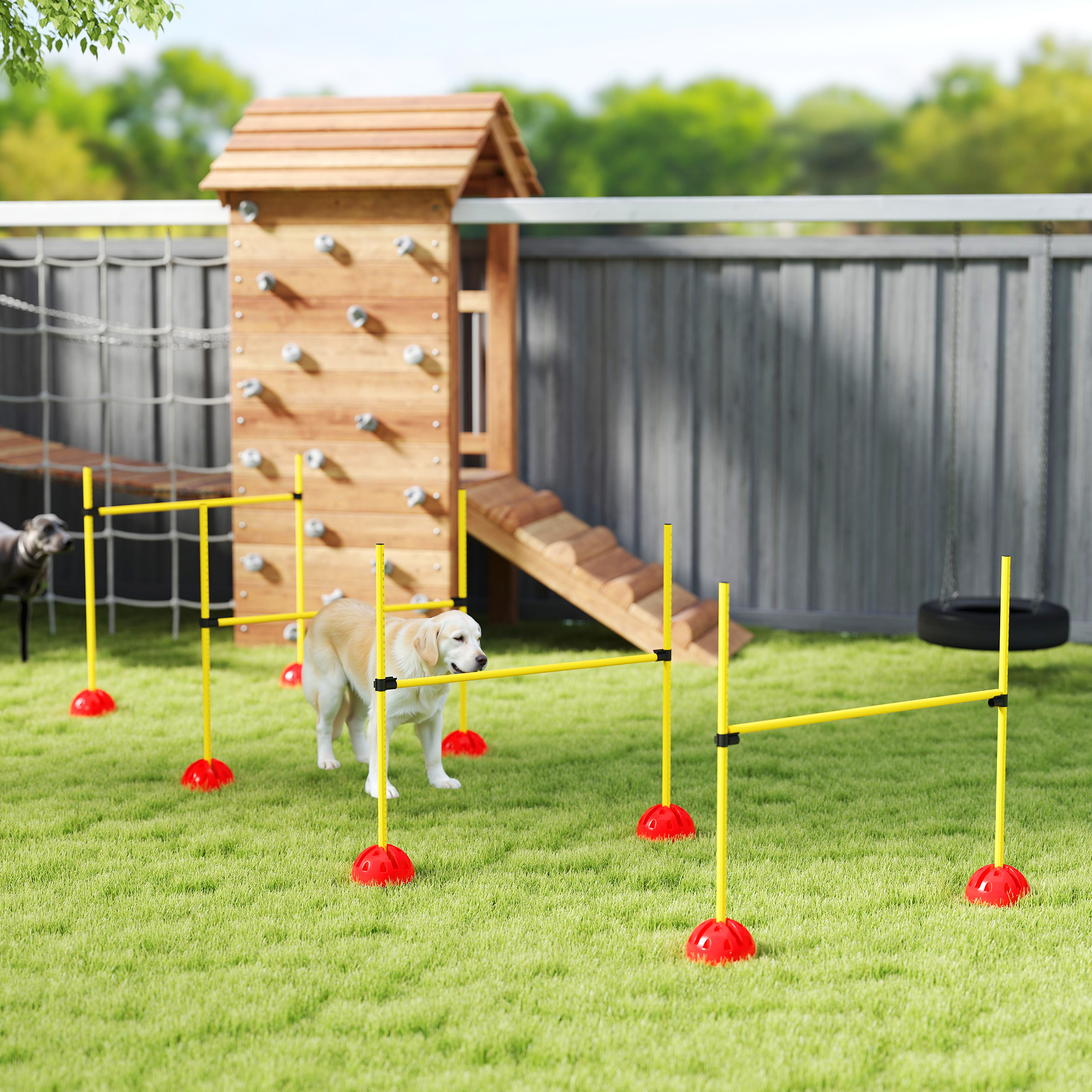Dog Agility Training Equipment, 4 PCS Obstacle Course with Height Adjustable Jump Hurdle and Bag, Yellow - Image 8