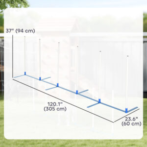 Adjustable Dog Agility Training Obstacle Set with Weaves Poles and Storage Bag for Pet Dogs Outdoor Games Exercise Blue and White