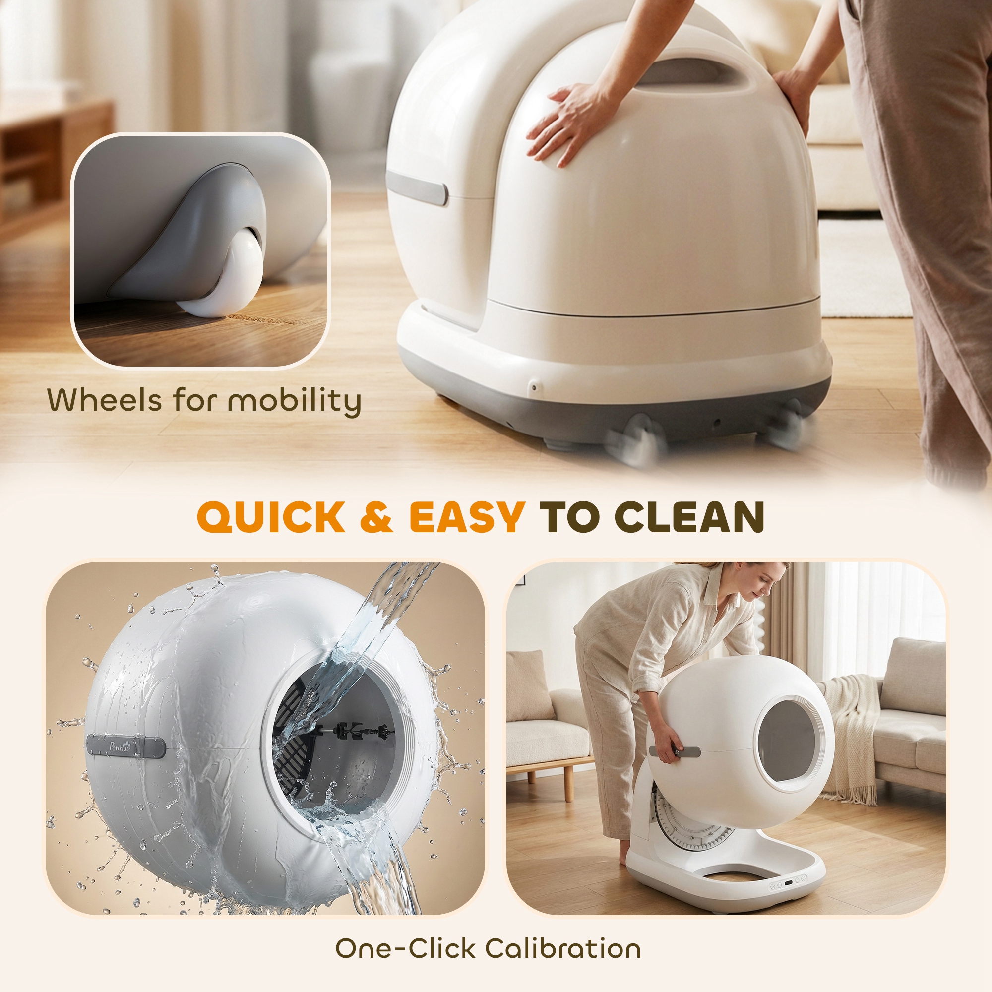 72L Automatic Litter Box, Self Cleaning Litter Box, App Control, Odor & Noise Control, Safety Sensors, Deodorant Gel