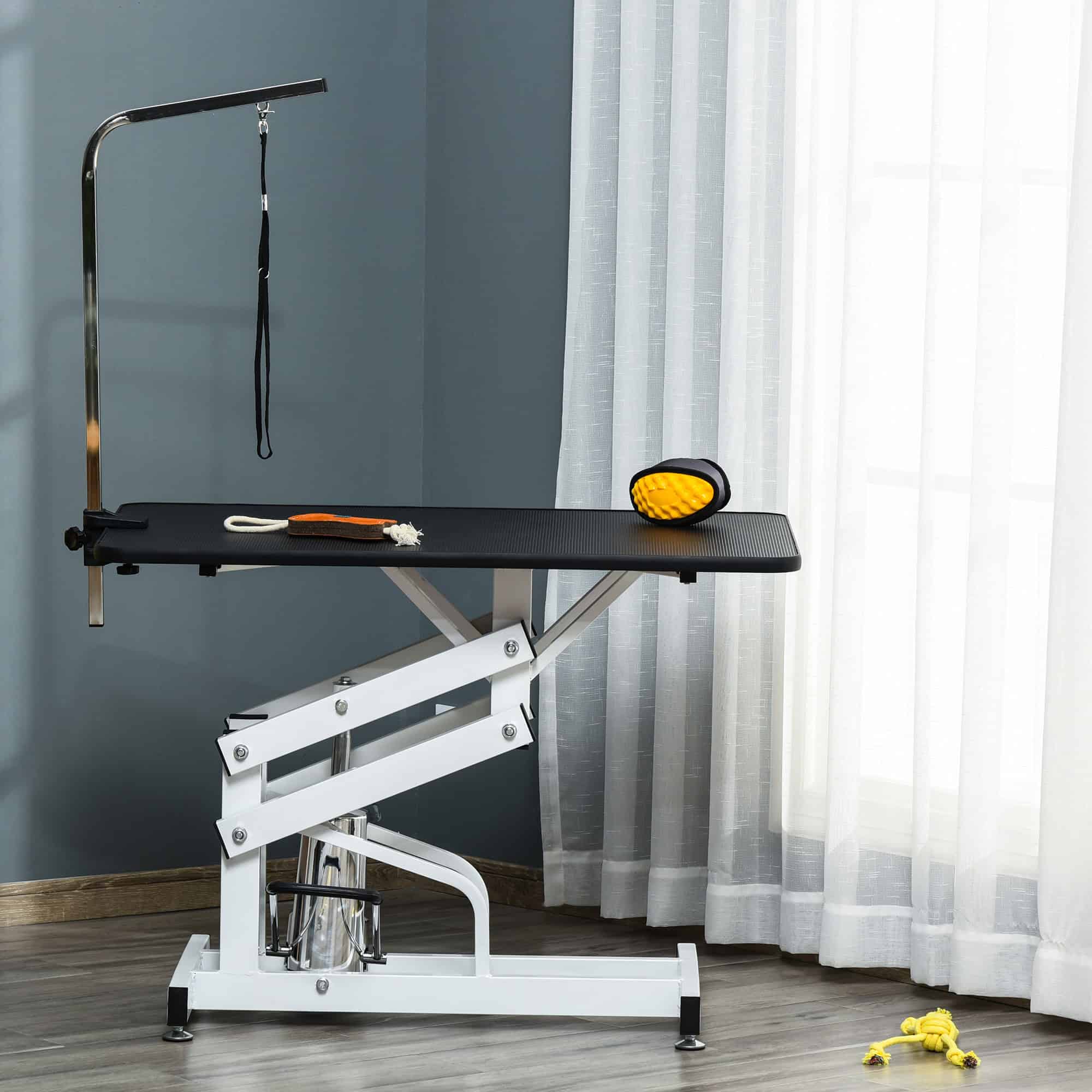 Pet Grooming Table, Height Adjustable Dog Grooming Table with Arm, Noose and Non-Slip Grooming Table, Black