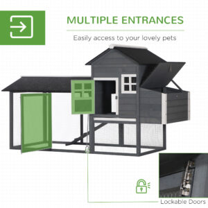 82" Chicken Coop Wooden Hen House Rabbit Hutch Poultry Cage Pen Outdoor Backyard with Nesting Box and Run, Grey