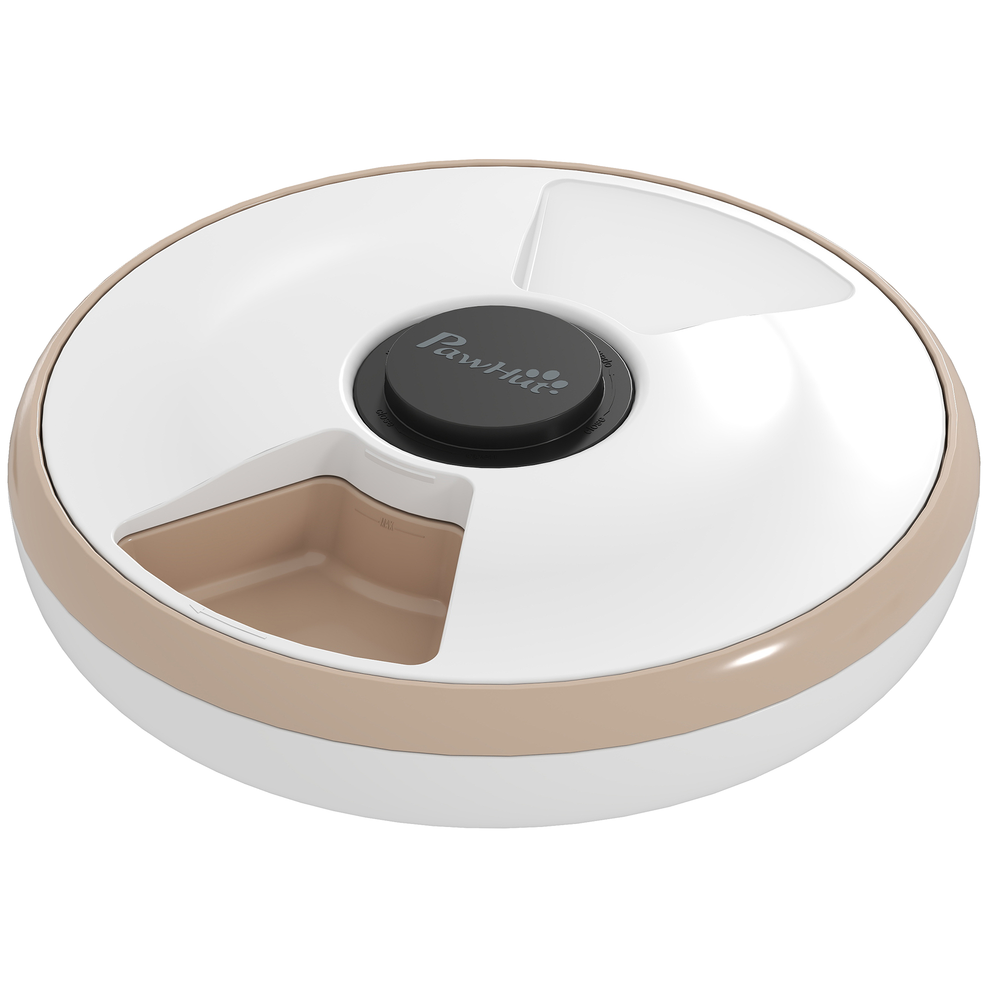 Automatic Cat Feeder for Dry Wet Food Timed Cat Dog Food Dispenser with 6 Trays 1 Ice Pack Battery Powered Light Brown