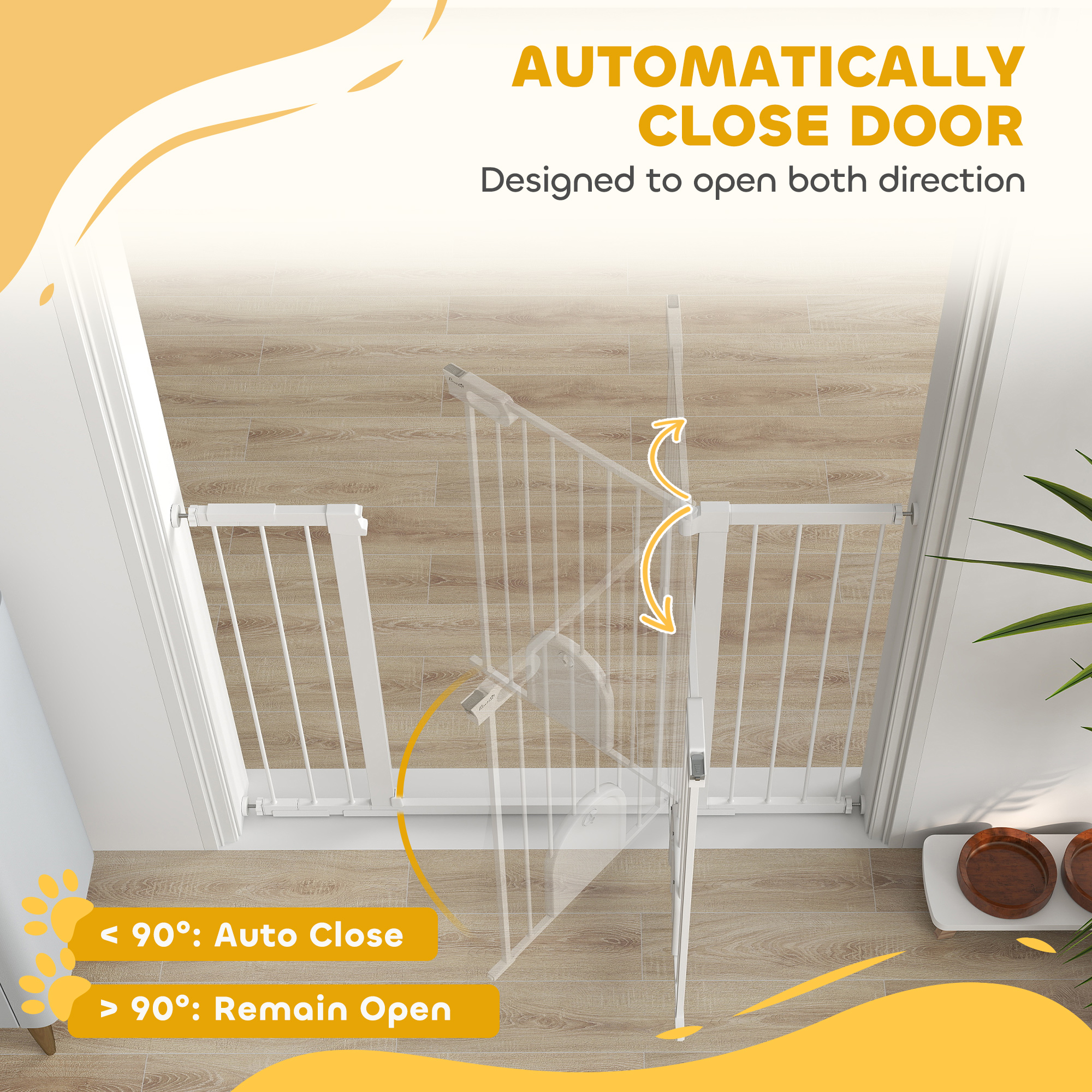 30"-52" Extra Wide Pet Gate Barrier with Small Door, 35"H Dog Gate with Safety Gate Barrier, Stair Pressure Fit, Black