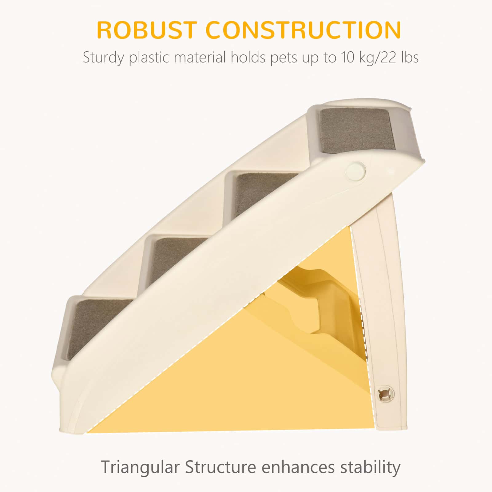 4-Level Portable Dog Stairs, Foldable Dog Steps for Small Dogs, Lightweight Cat Steps, with Nonslip Soft Mats, for High Bed, Sofa, Beige