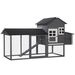 82" Chicken Coop Wooden Hen House Rabbit Hutch Poultry Cage Pen Outdoor Backyard with Nesting Box and Run, Grey