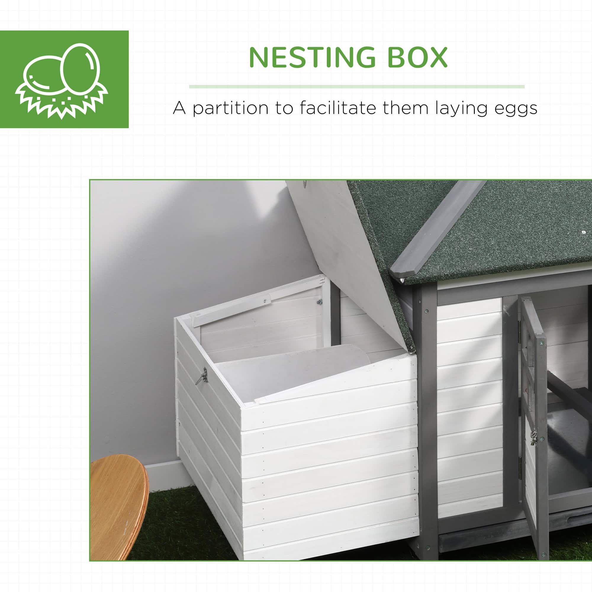 77" Chicken Coop Hen House Rabbit Hutch Poultry Cage Pen Outdoor Backyard with Nesting Box Run White and Dark gray