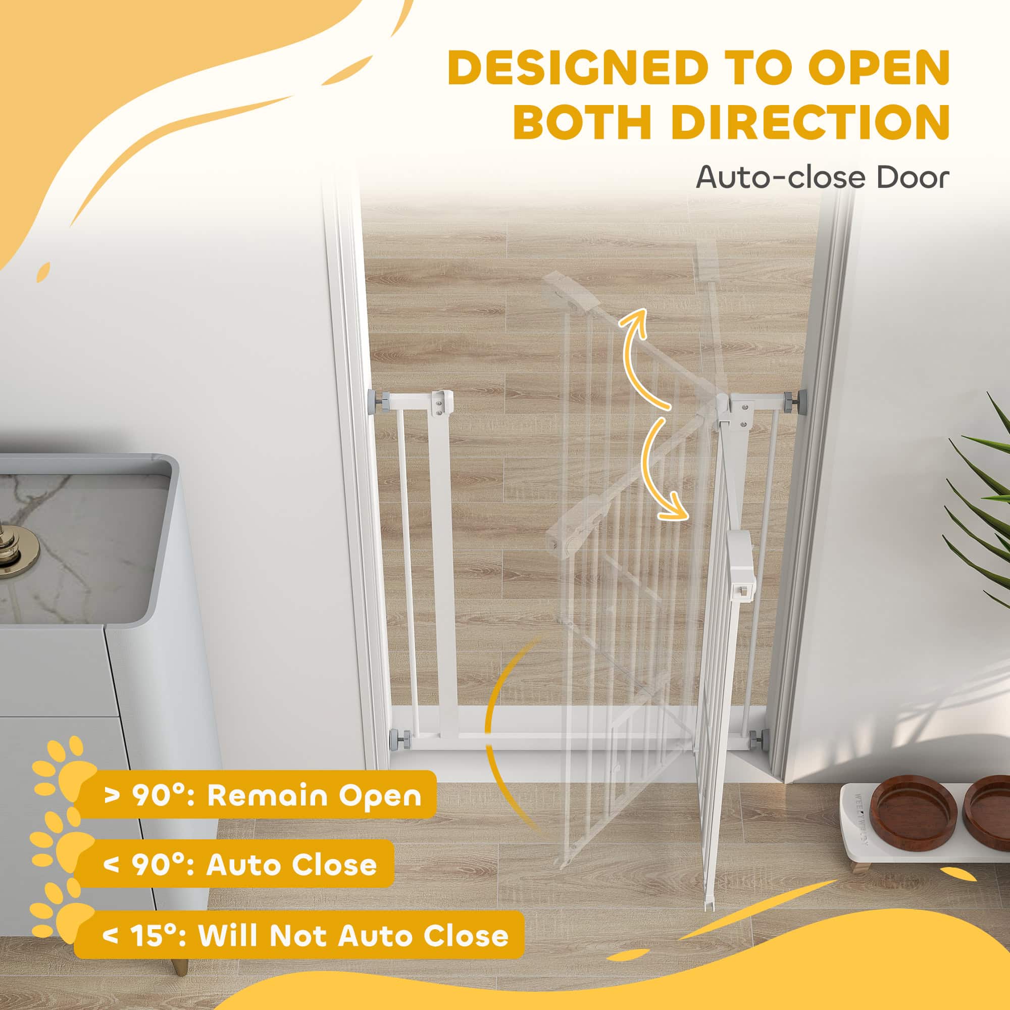 36" Easy Open Indoor Dog Gates for Doorways, House, Stair - White