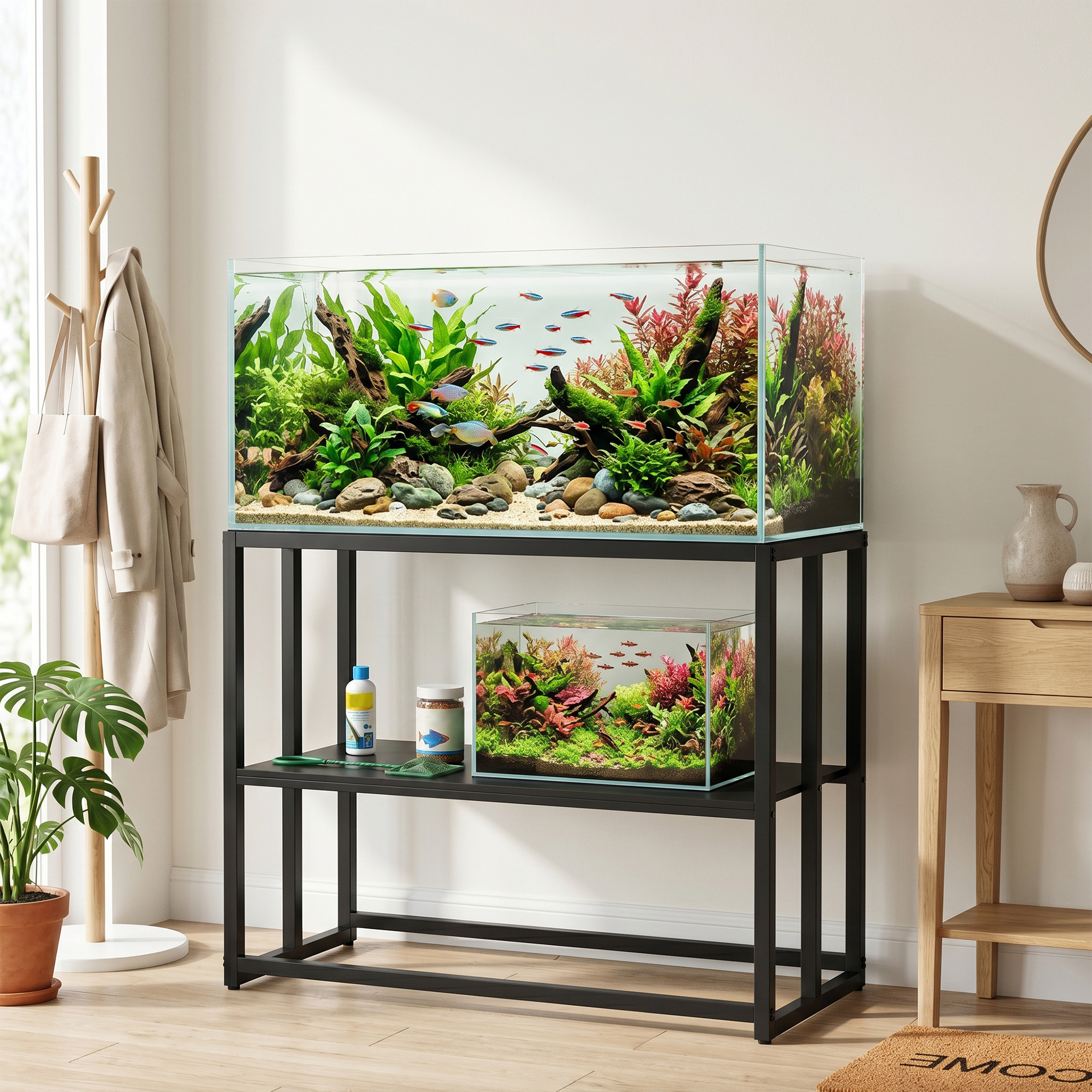 40 Gallon Fish Tank Stand, Heavy Duty Aquarium Stand with Storage Shelf, Adjustable Feet, 36.6" L x 18.5" W x 29.9" H