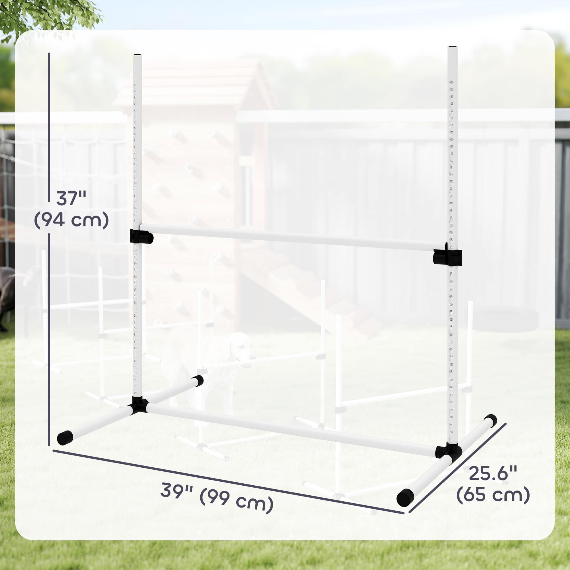 Set of 4 Dog Agility Training Equipment Adjustable Jump Bar Pet Exercise Kit with Carrying Bag (White)