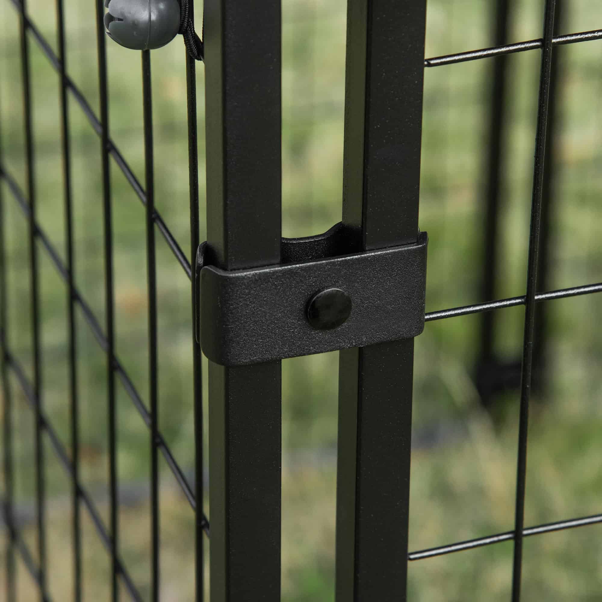 Outdoor Dog Kennel, Lockable Pet Playpen Crate with Top Cover, Black